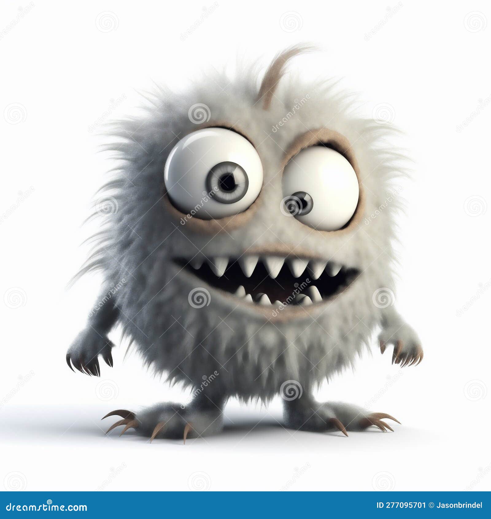A 3D Funny, Fuzzy Monster with Weird Teeth and Bulging Eyes Stock  Illustration - Illustration of shows, mammal: 277095701