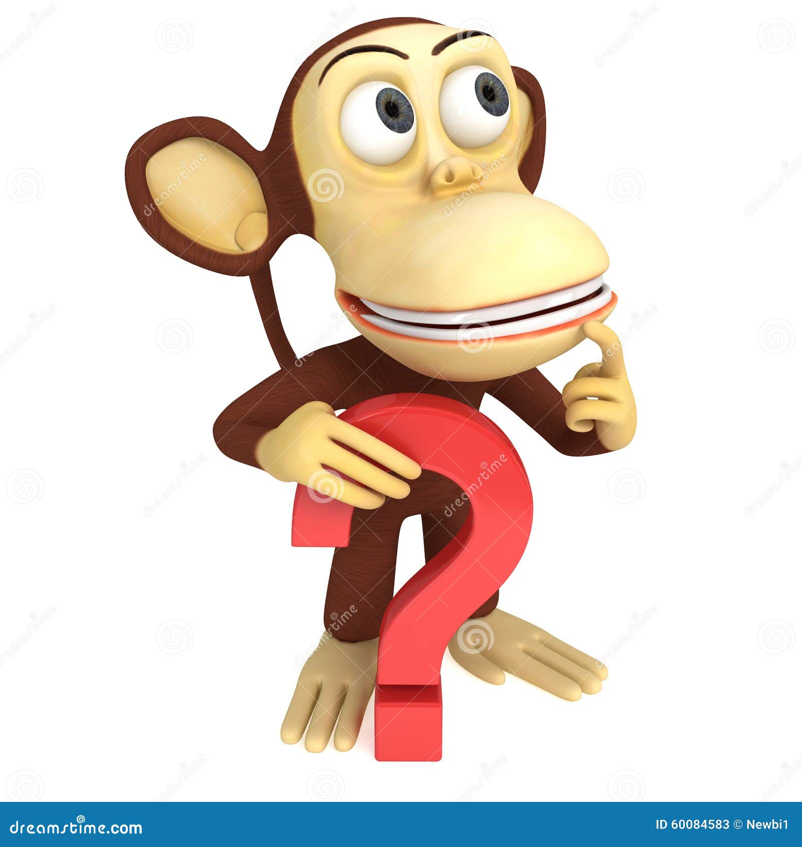 3d Funny Monkey with Red Question Mark Stock Illustration - Illustration of  gorilla, design: 60084583