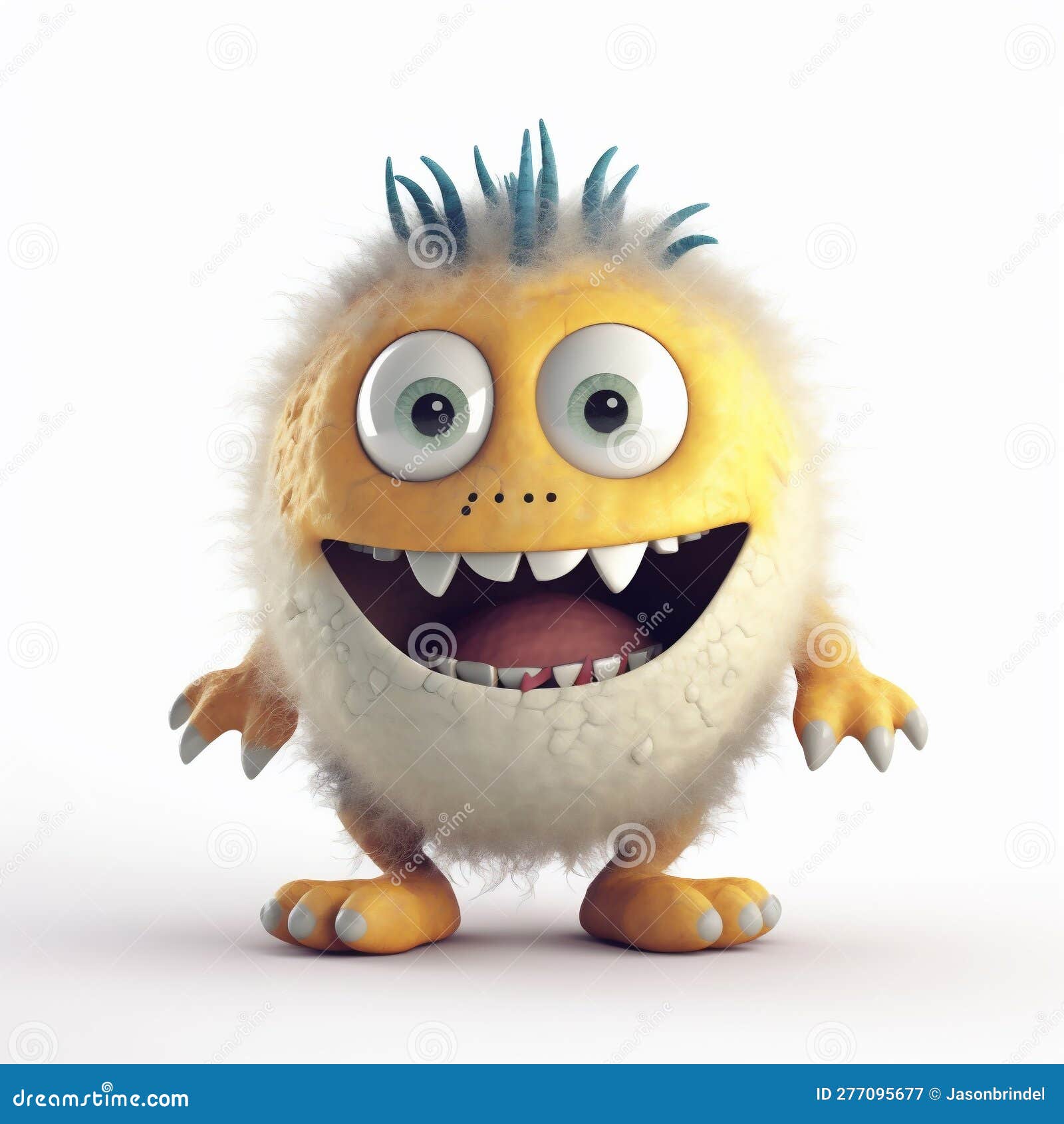 A 3D Funny Monster with Weird Teeth and Bulging Eyes Made of Fuzzy Fur  Stock Illustration - Illustration of color, head: 277095677