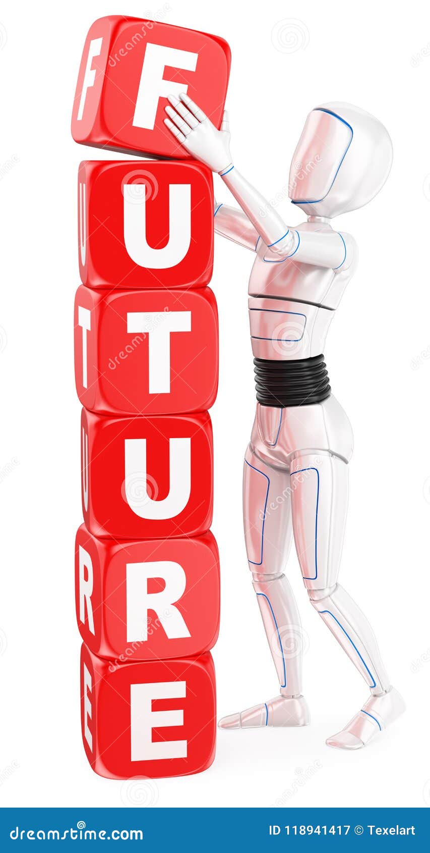 3d humanoid robot future word concept