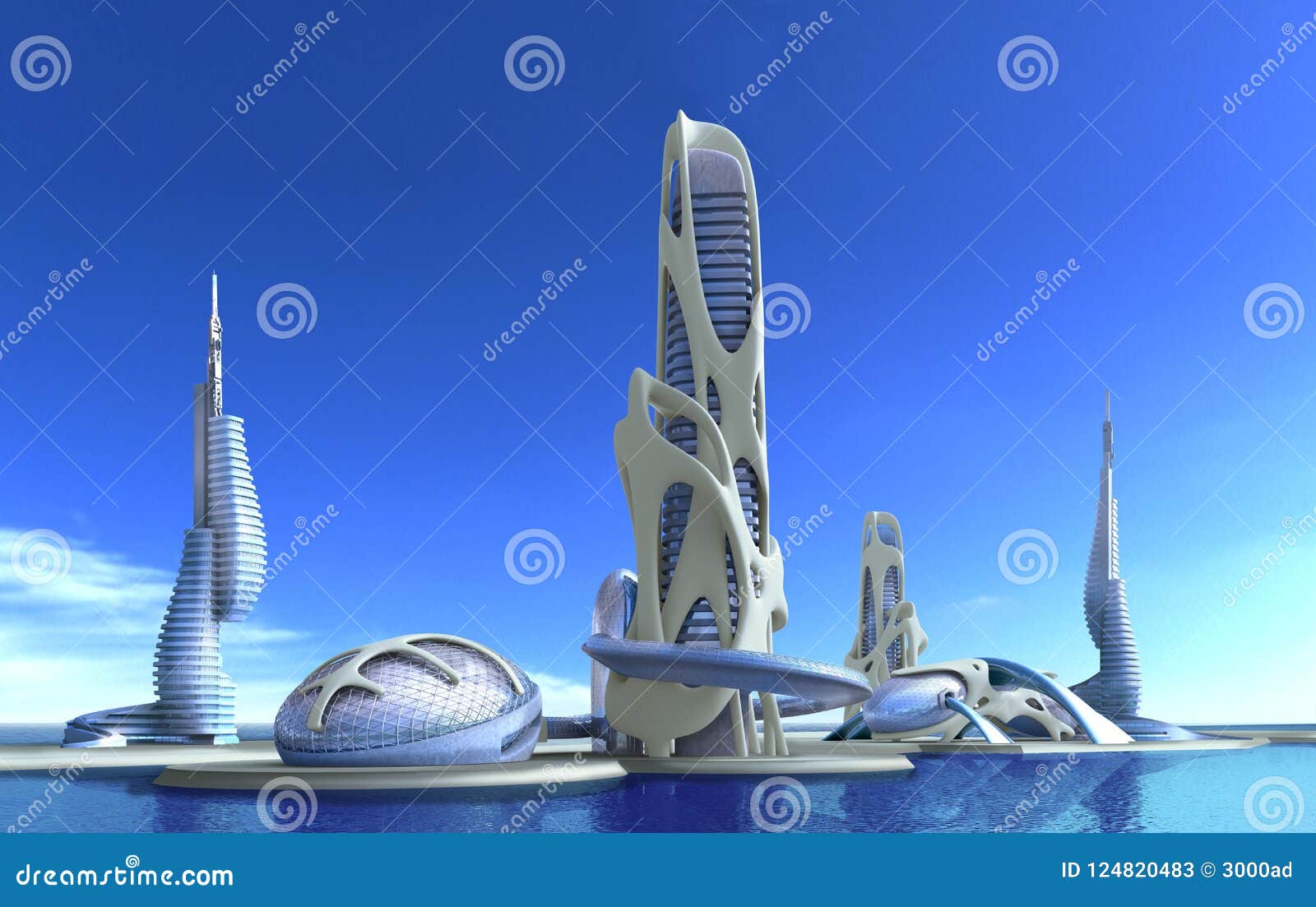 futuristic city architecture for fantasy and science fiction ill
