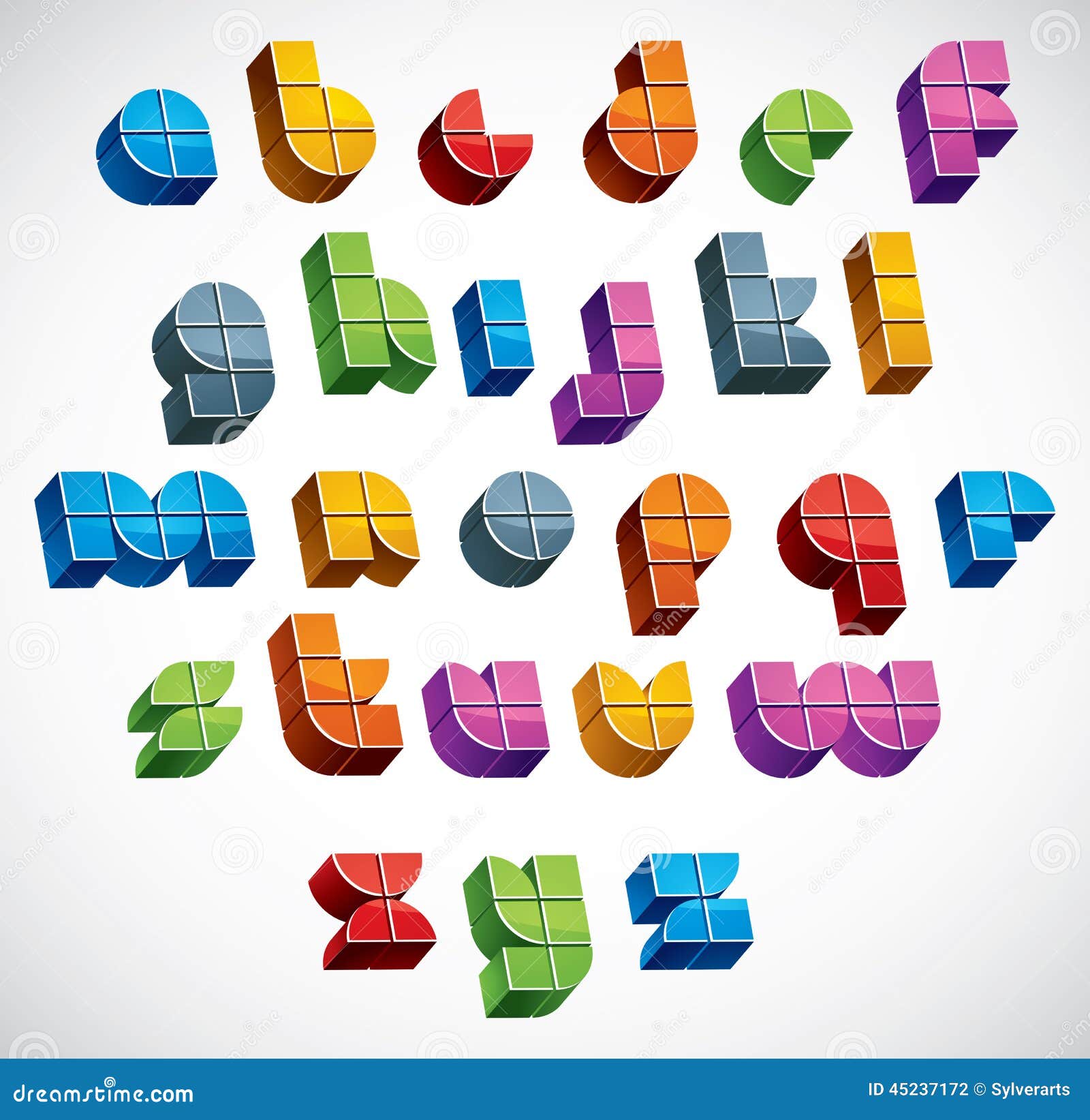 Download 3d Futuristic Font Made With Boxes. Stock Vector ...