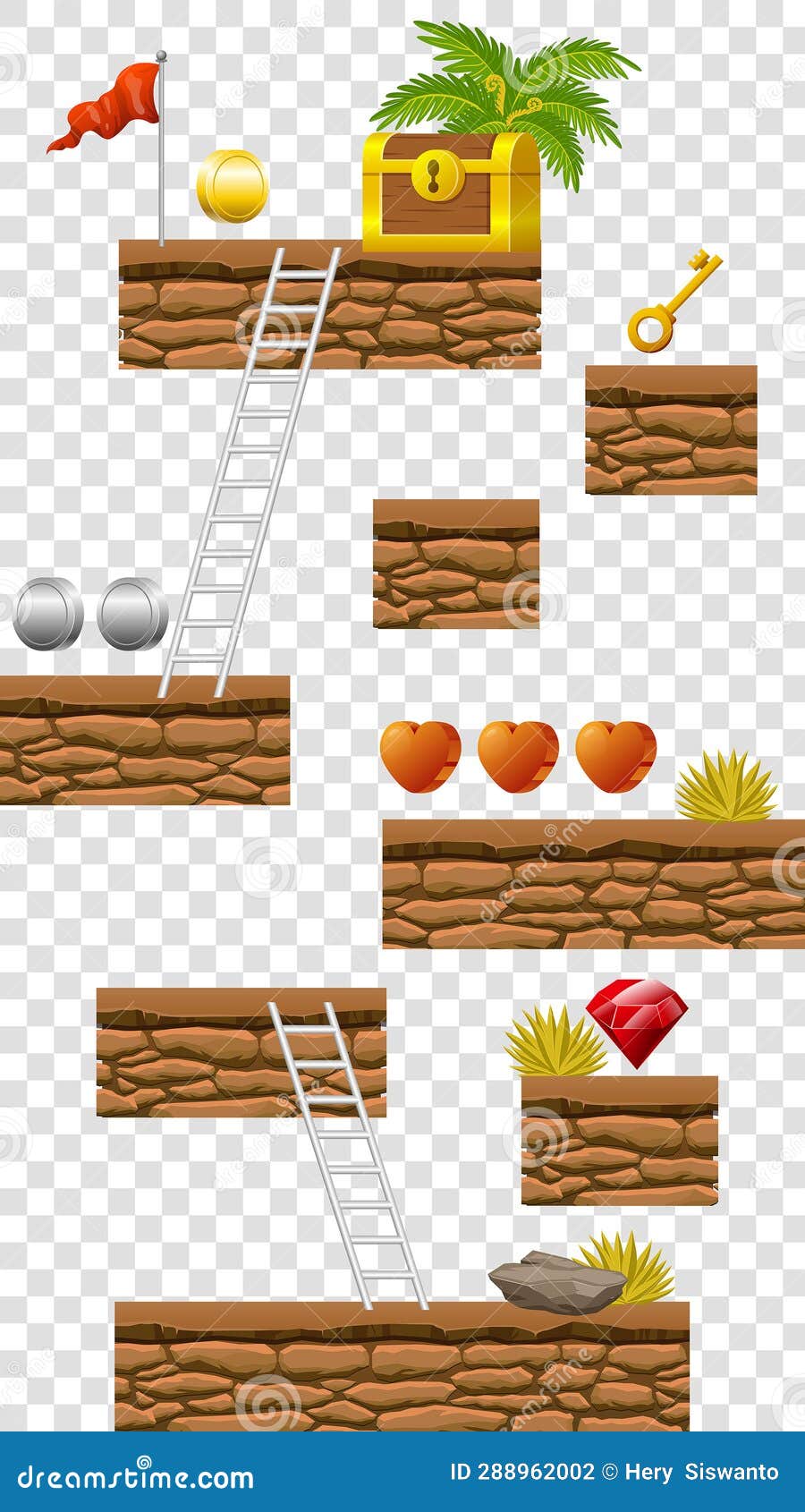 2d game platform  with transparant background for mobile game