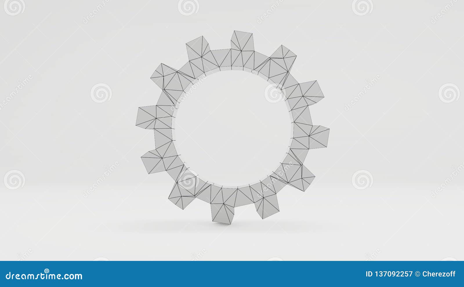3d Gear with a Wireframe Texture Stock Illustration Illustration of