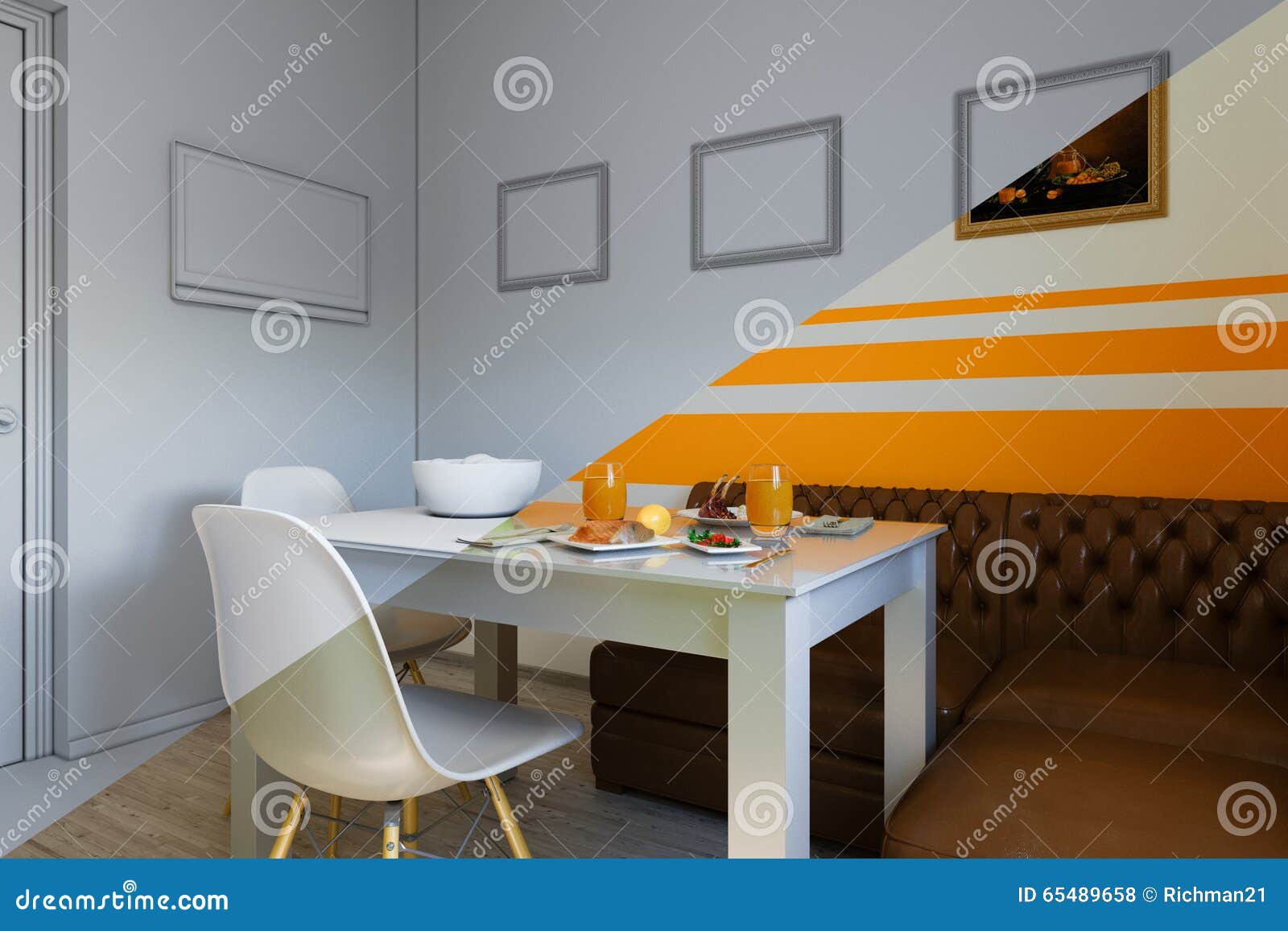 3d geef van keukenontwerp terug in een moderne stijl, een ...