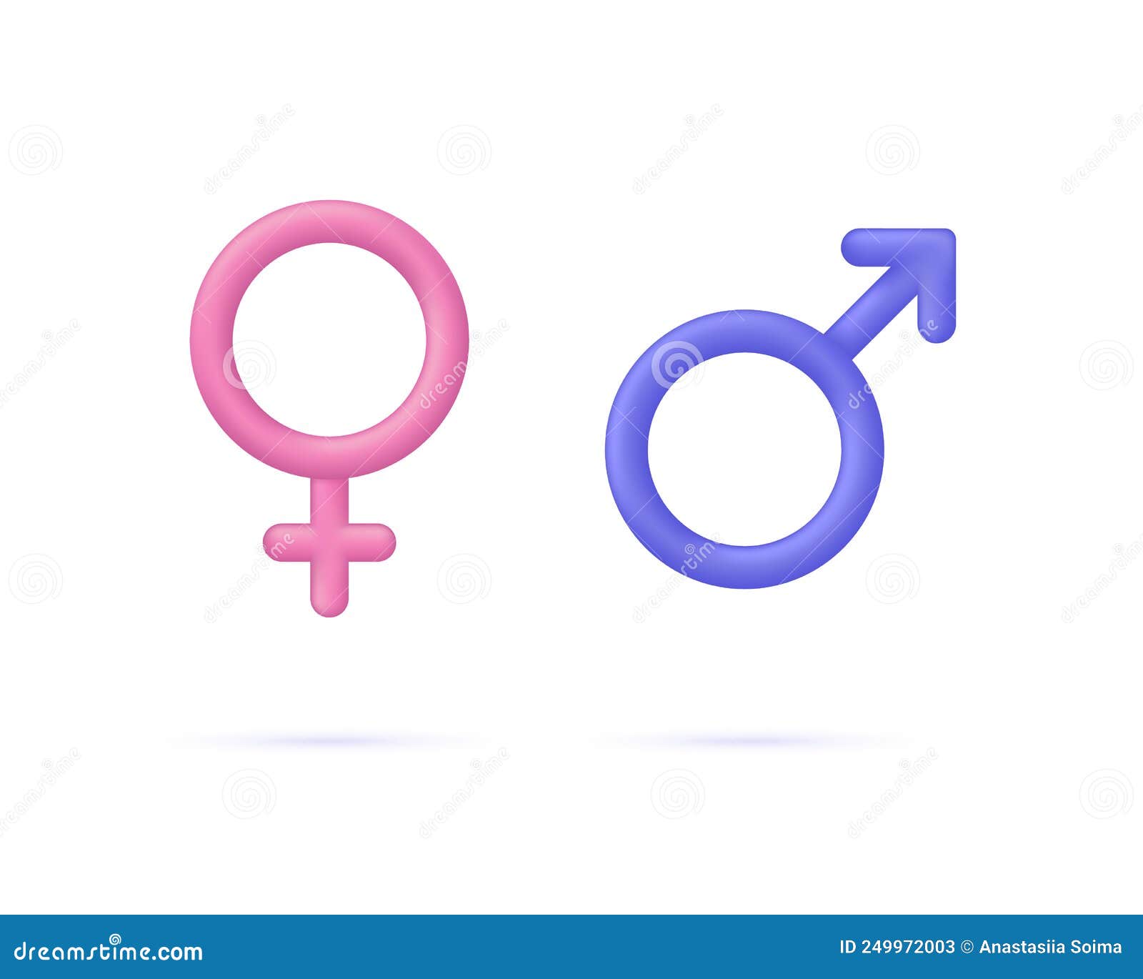 3D Gender Icon Isolated on White Background. Linked Male and Female ...