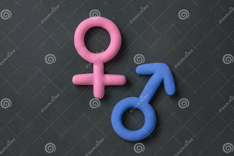 3d Gender Symbol Pink And Blue Icon On Black Background Concept Of Equality Of Man And Woman