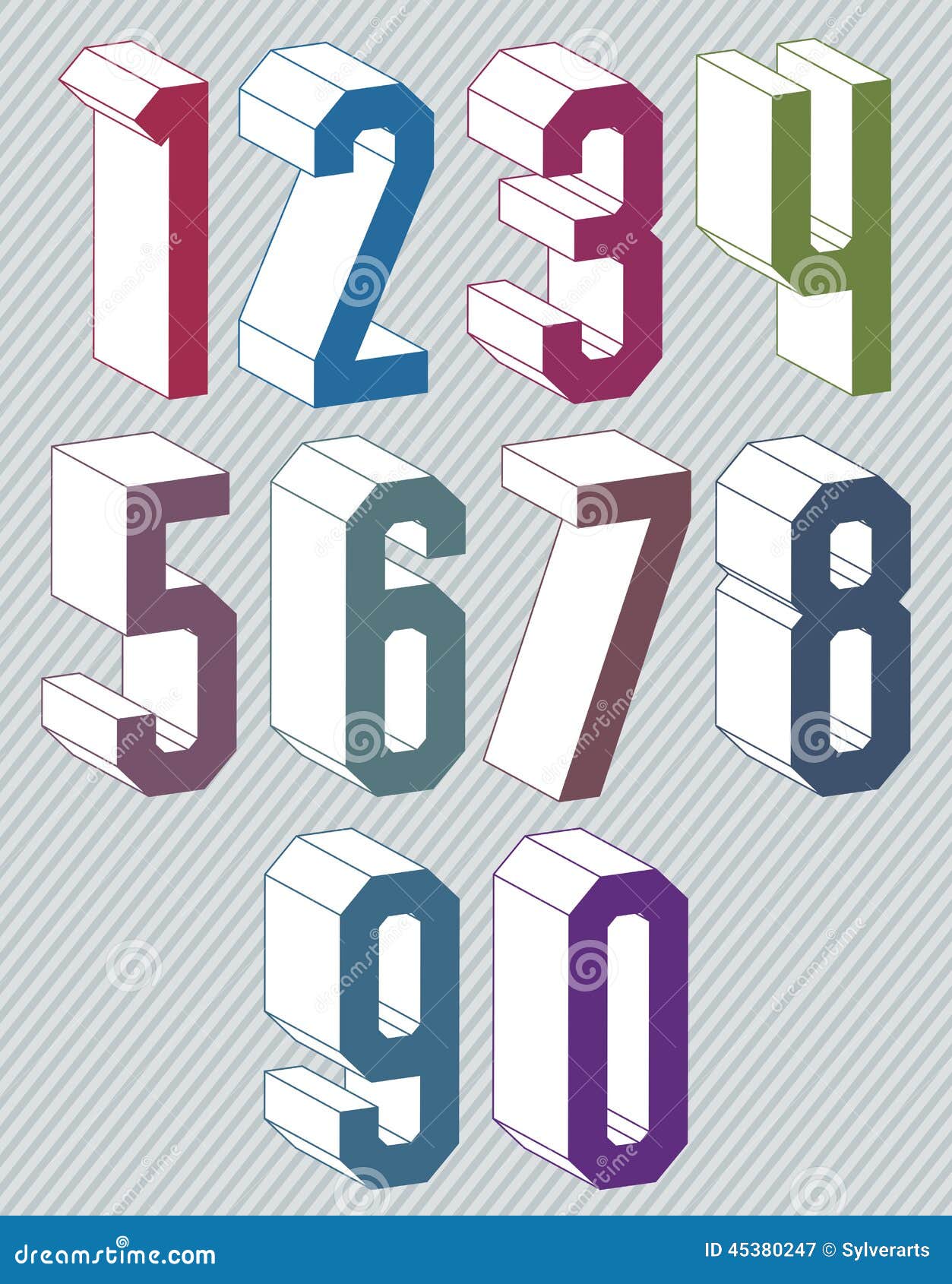 3d Geometric Colorful Numbers Set Stock Vector - Image ...