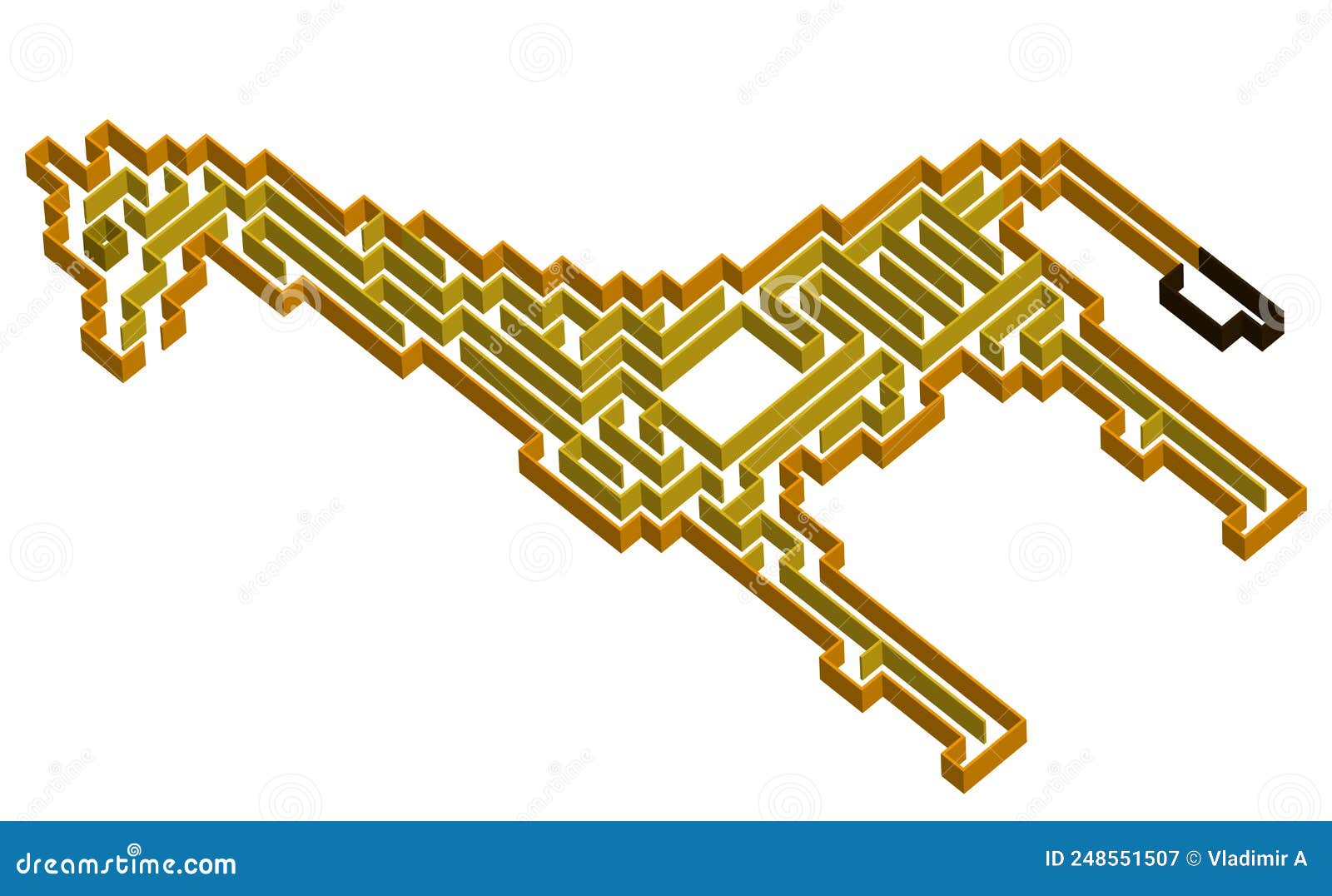 3d giraffe labyrinth lying on the ground.  isometric maze concept art. educational puzzle. simple difficulty