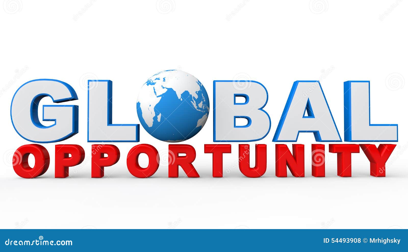 3d global opportunity text stock illustration. Illustration of world