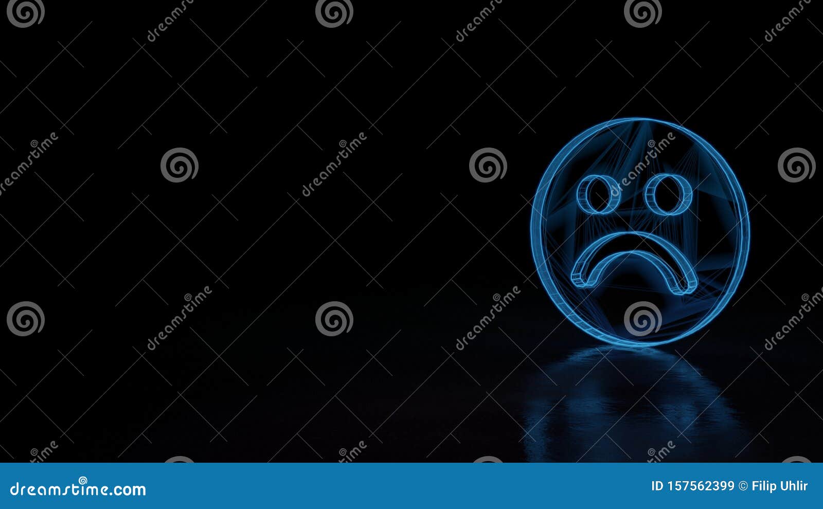 3d Glowing Wireframe Symbol of Symbol of Emoticons Sad Isolated on Black  Background Stock Illustration - Illustration of unhappy, circle: 157562399