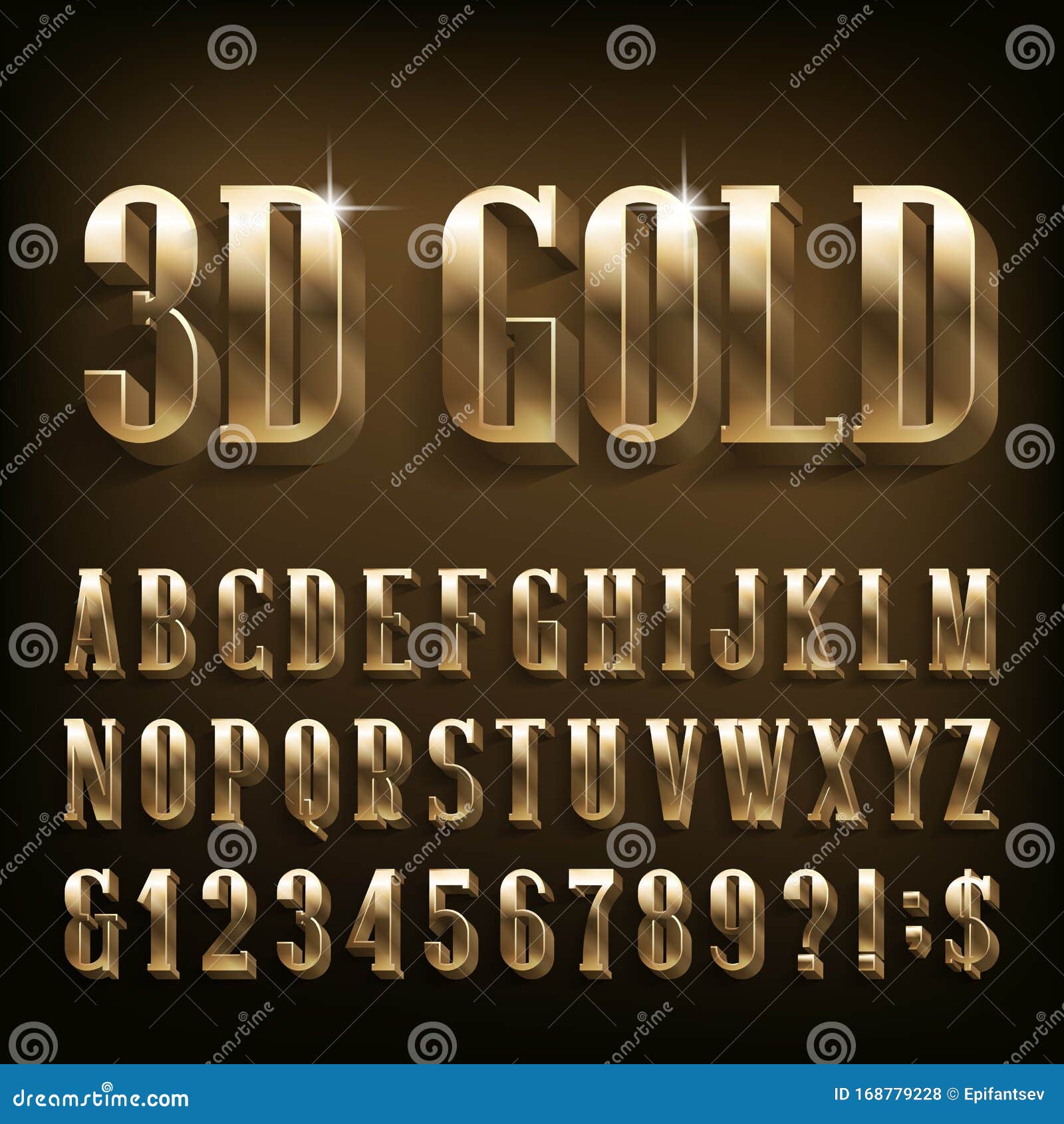 Vector Chic Sign Show Time Golden Font Letras Números Alfabeto