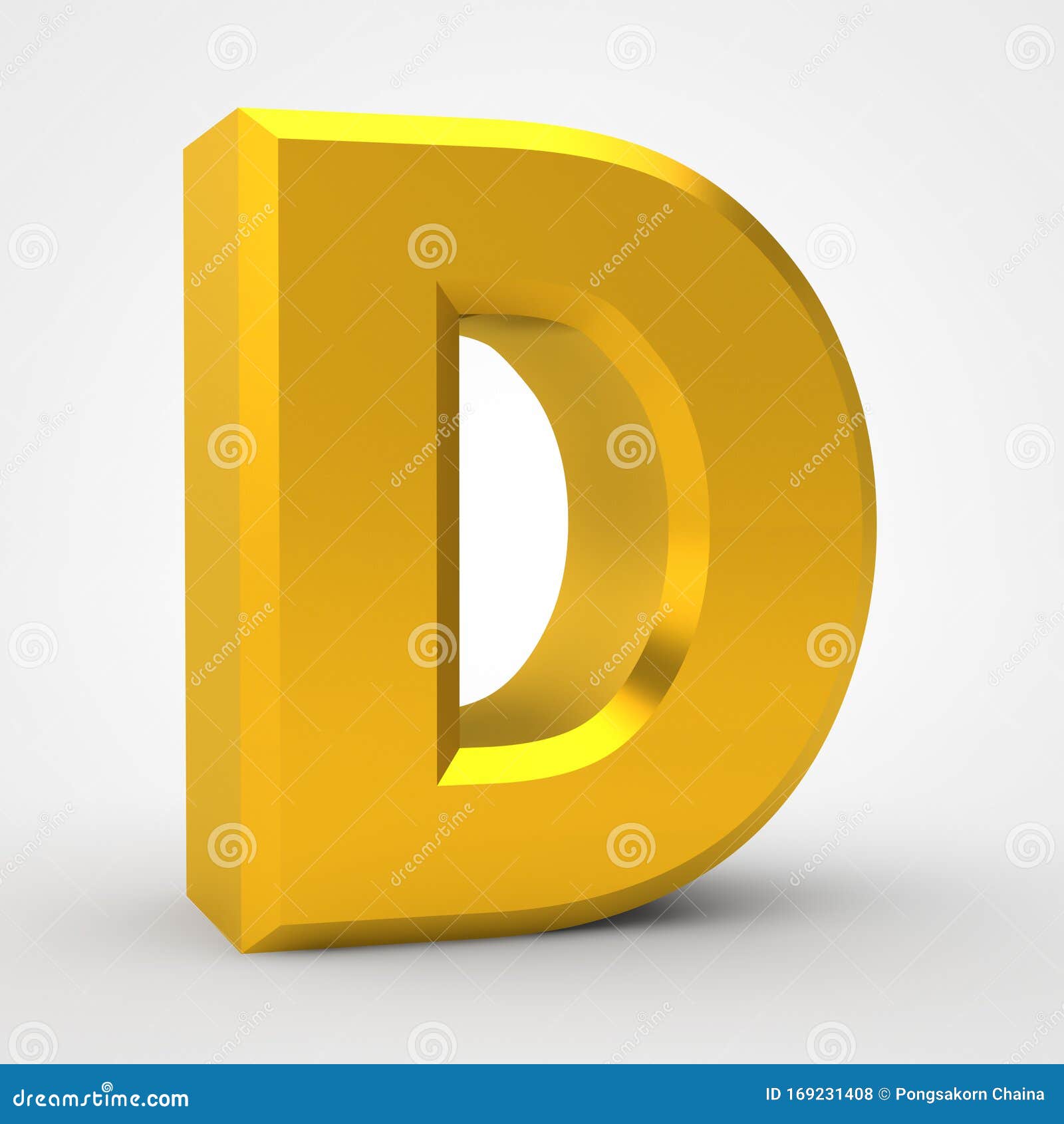 D Gold Alphabet Word on White Background Illustration 3D Rendering ...