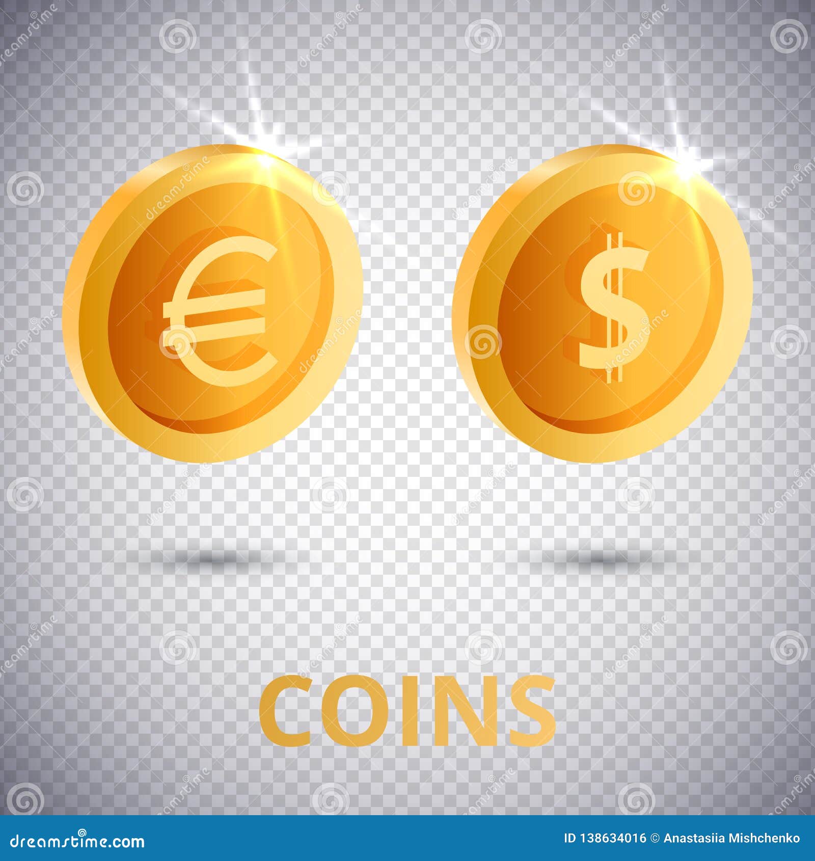 Download 3d Gold Coins Dollar And Euro In Realistic Style Modern Trendy Flyer Concept On Transparent Background Business Finance Stock Vector Illustration Of Shiny Element 138634016