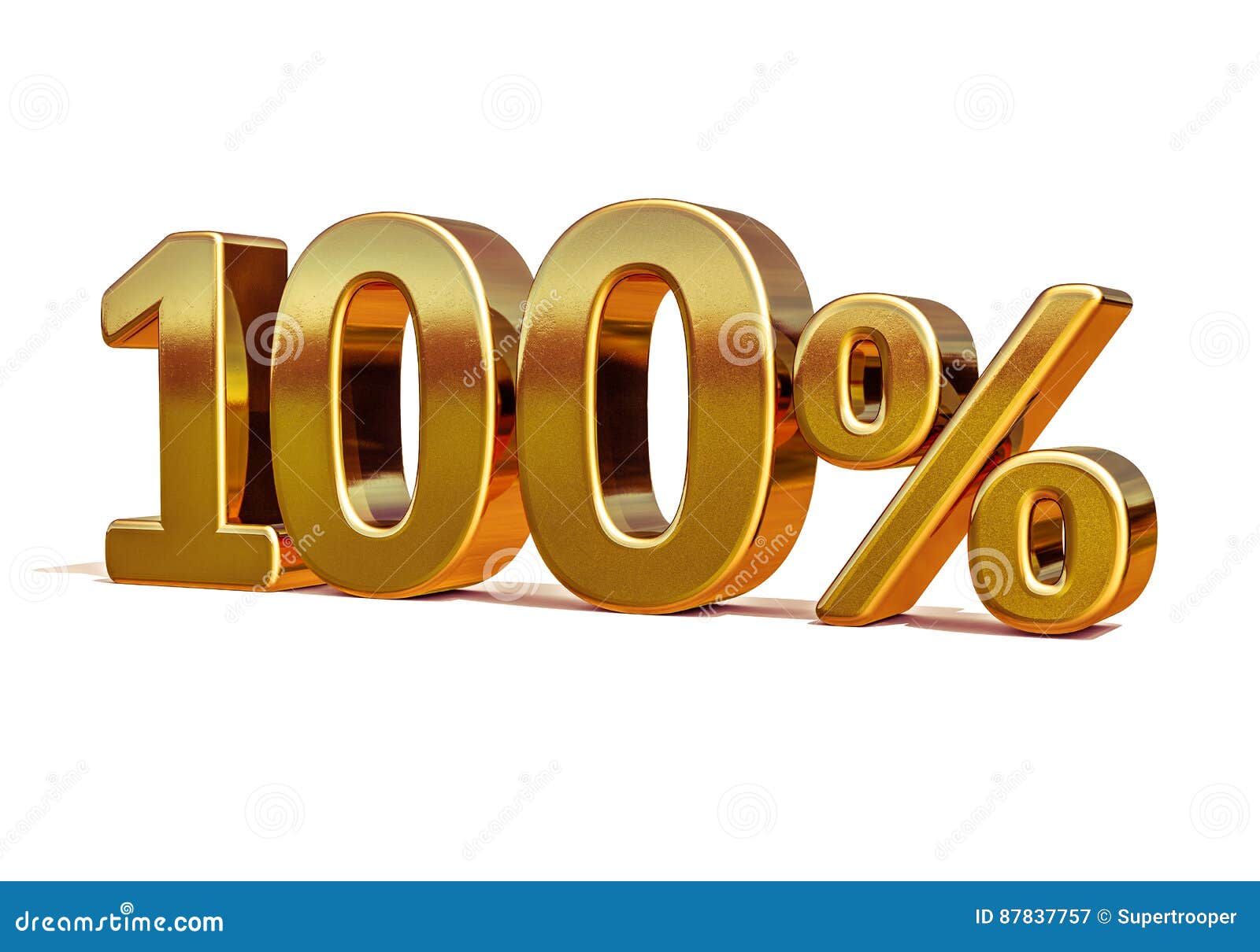 3d Gold 100 Hundred Percent Discount Sign Stock Illustration