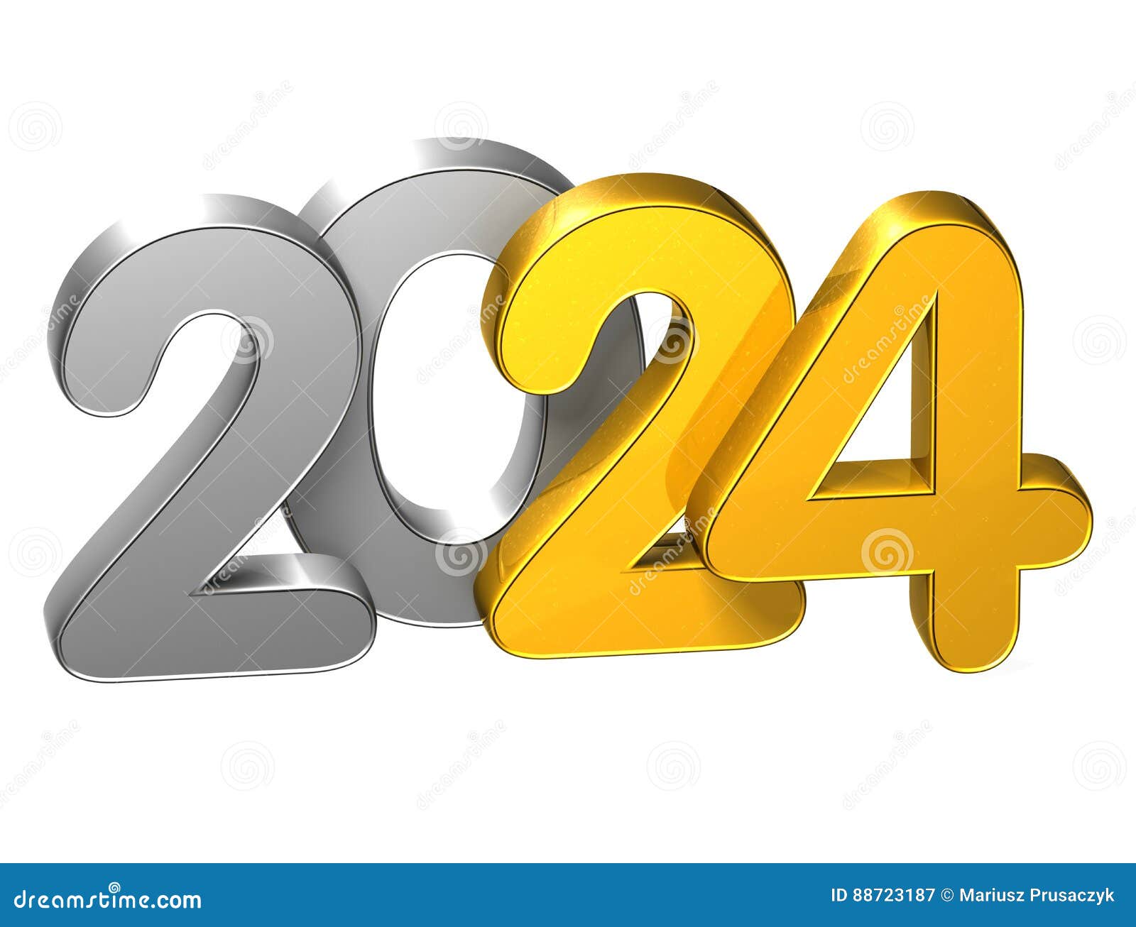 D Gold Number New Year White Background 88723187 