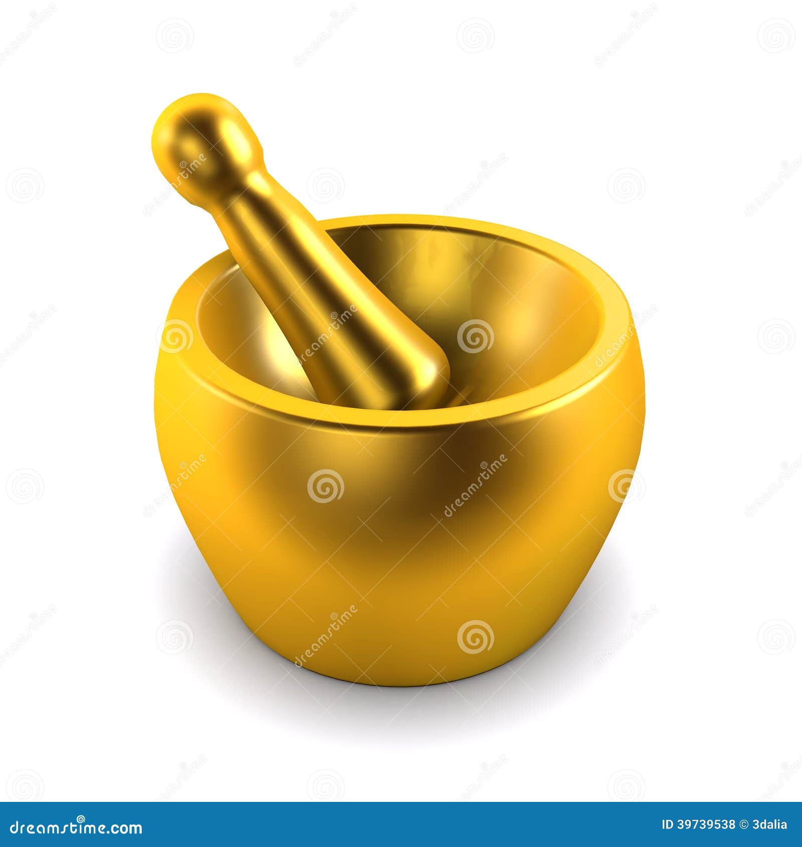 3d Gold pestle and mortar stock illustration. Illustration of ingot 39739538