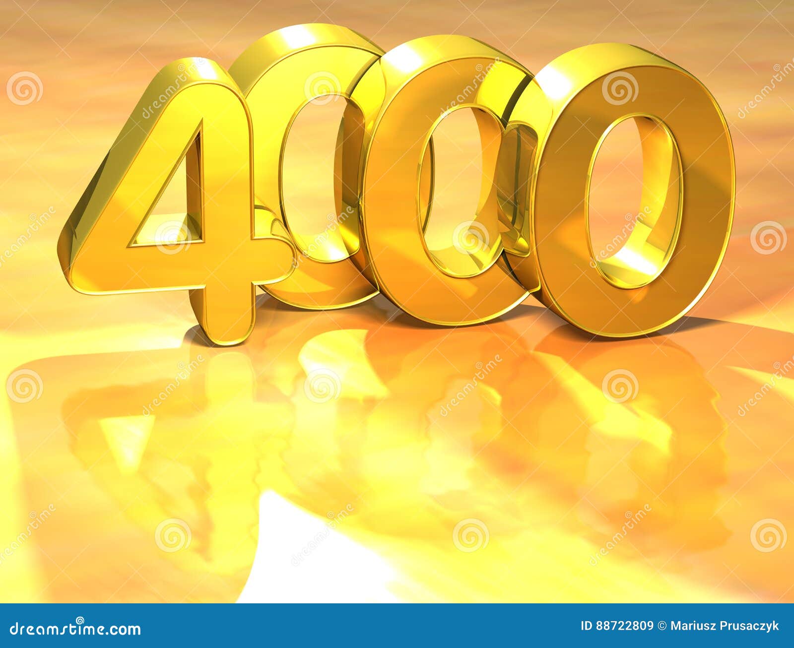 3D Gold Ranking Number 4000 On White Background. Stock ...