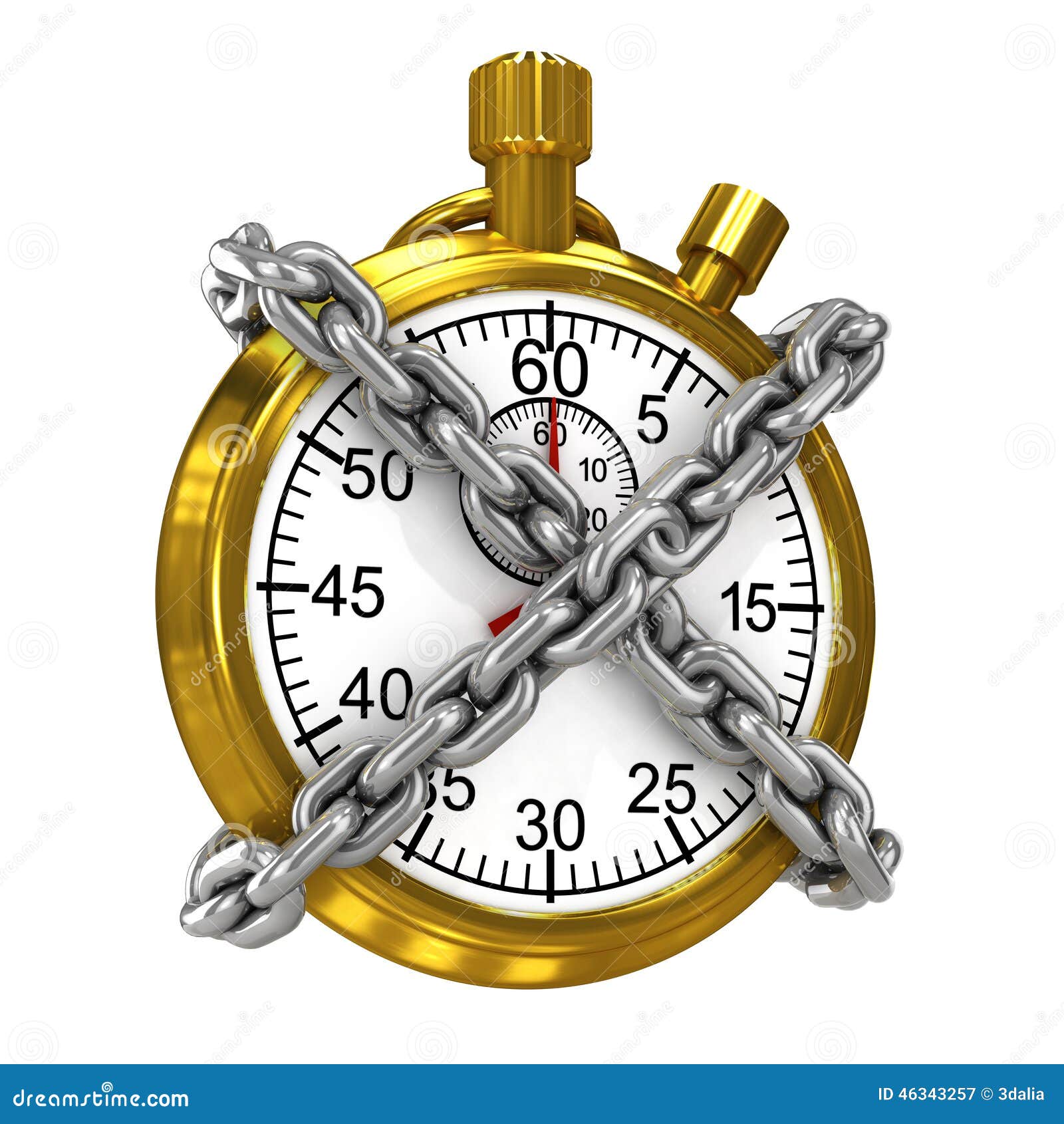 3d Gold Stopwatch Bound by Chains Stock Illustration Illustration of