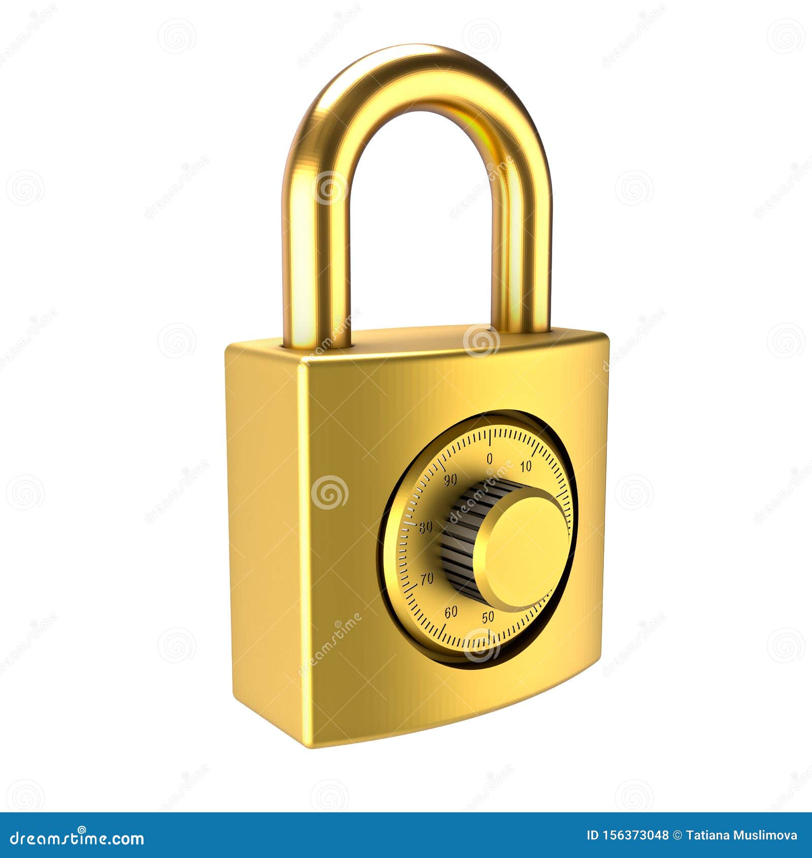 3d Golden Code Padlock Isolated On White Background. High Resolution 3d Render. Design Template