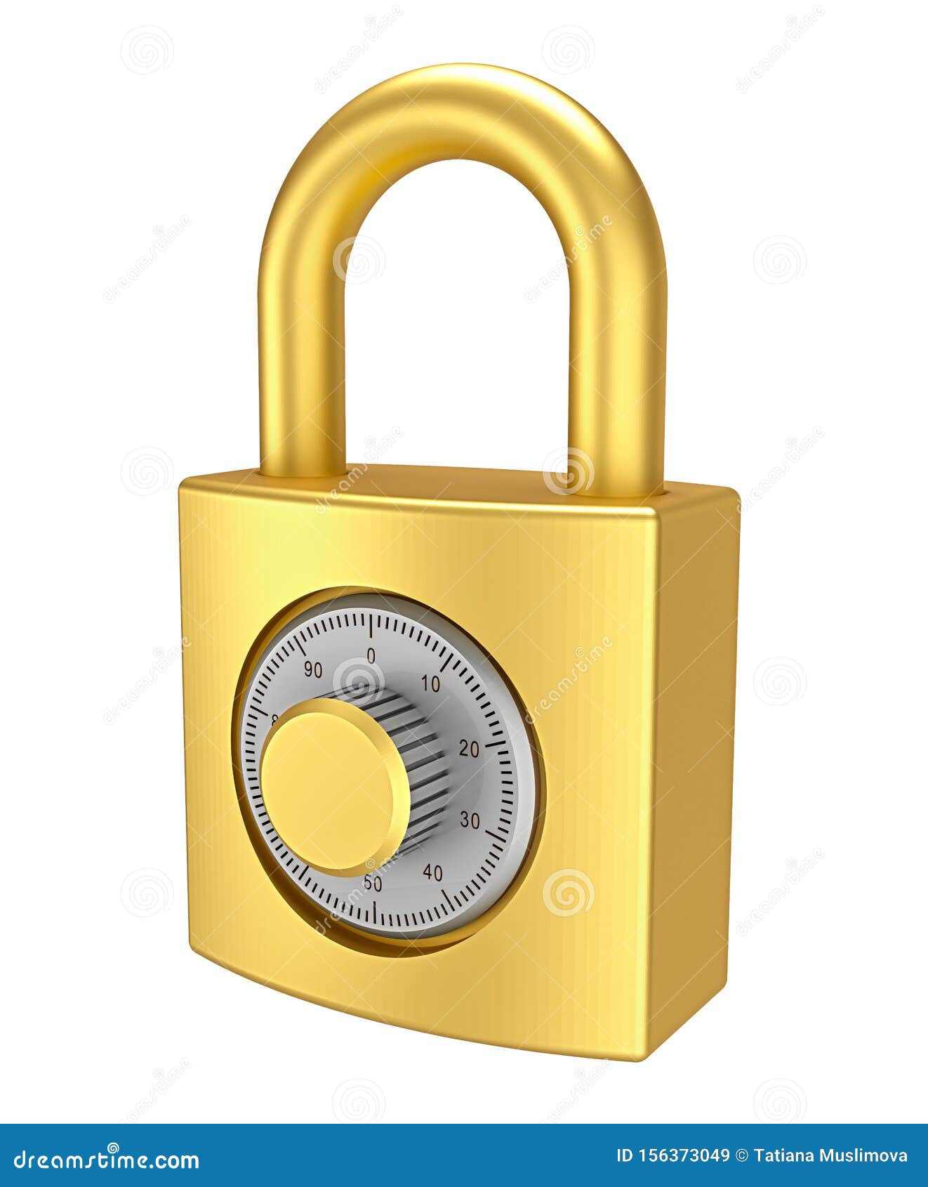 3d Golden Code Padlock Isolated On White Background. High Resolution 3d