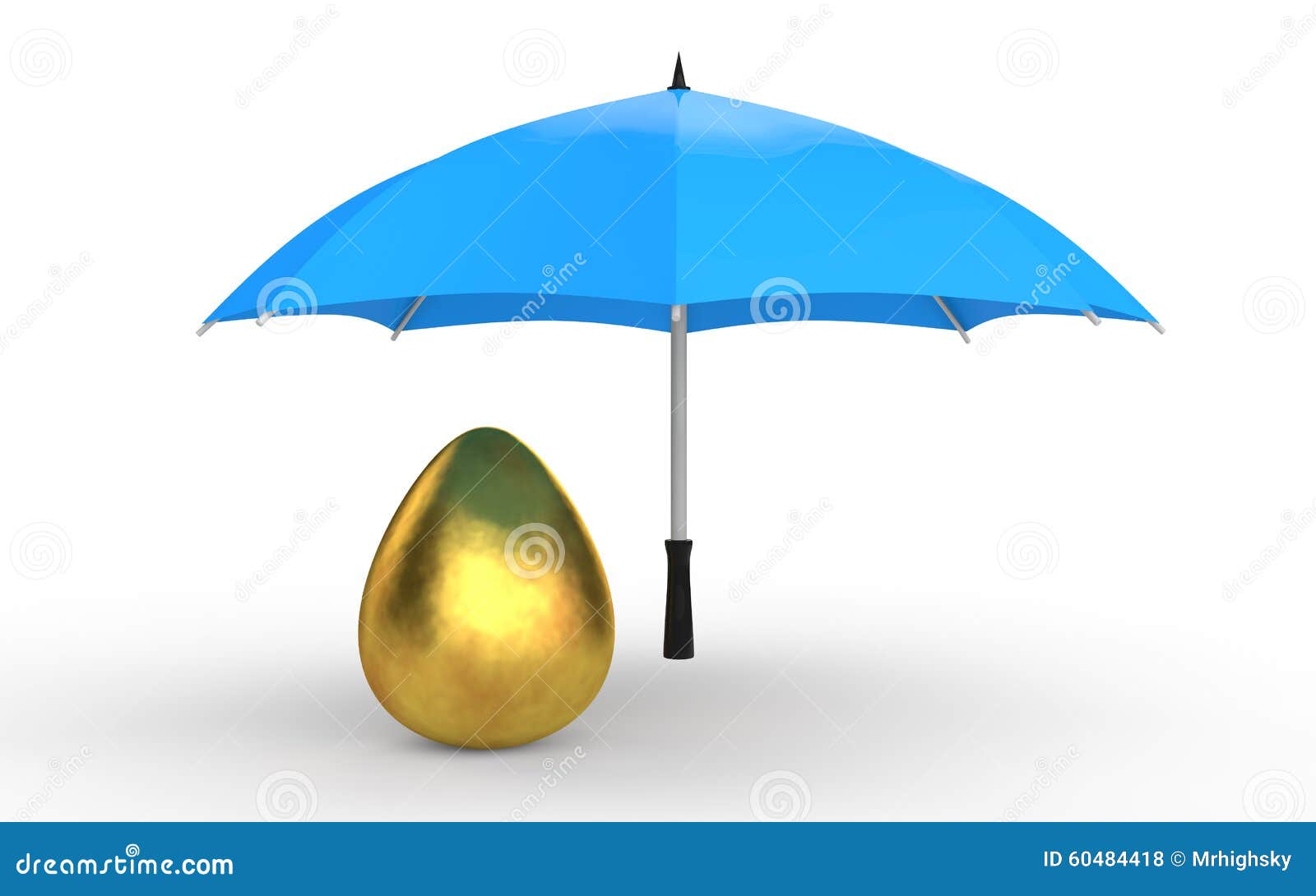 3d Golden Egg Under Umbrella Stock Illustration Illustration of