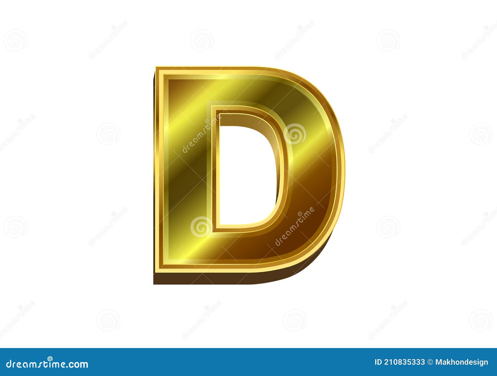 3d Golden Letter D. Luxury Gold Alphabet on White Background Stock ...