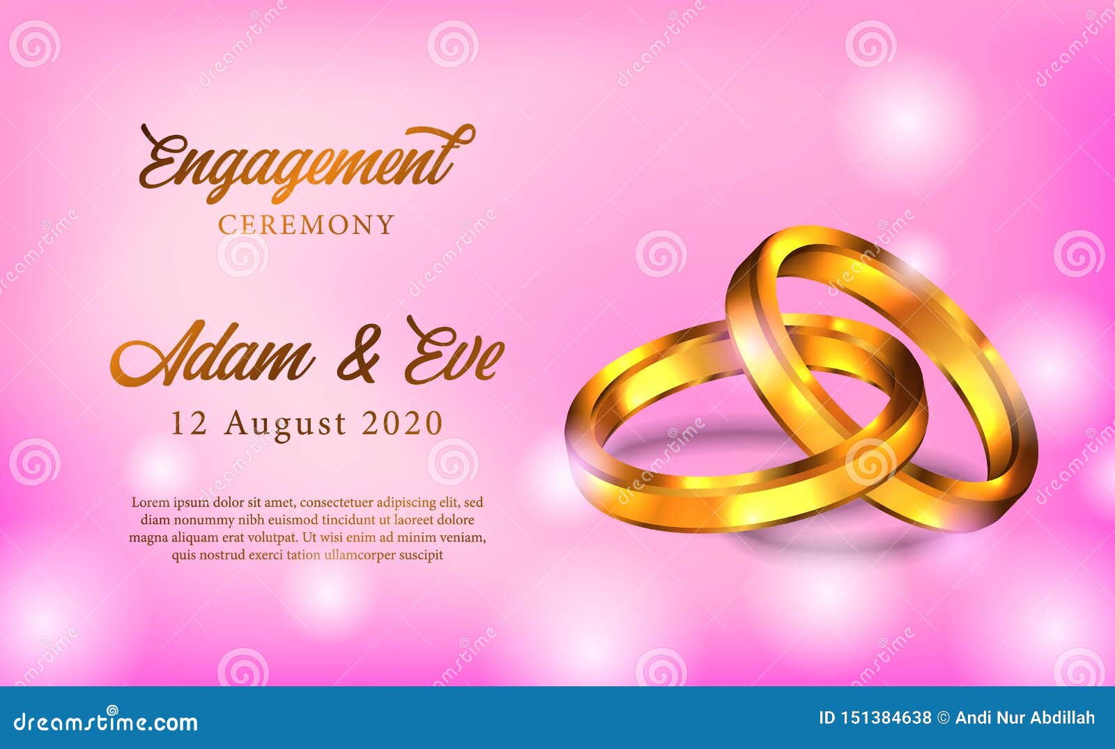 3D Golden Ring Engagement Propose Wedding Romantic Poster Banner ...