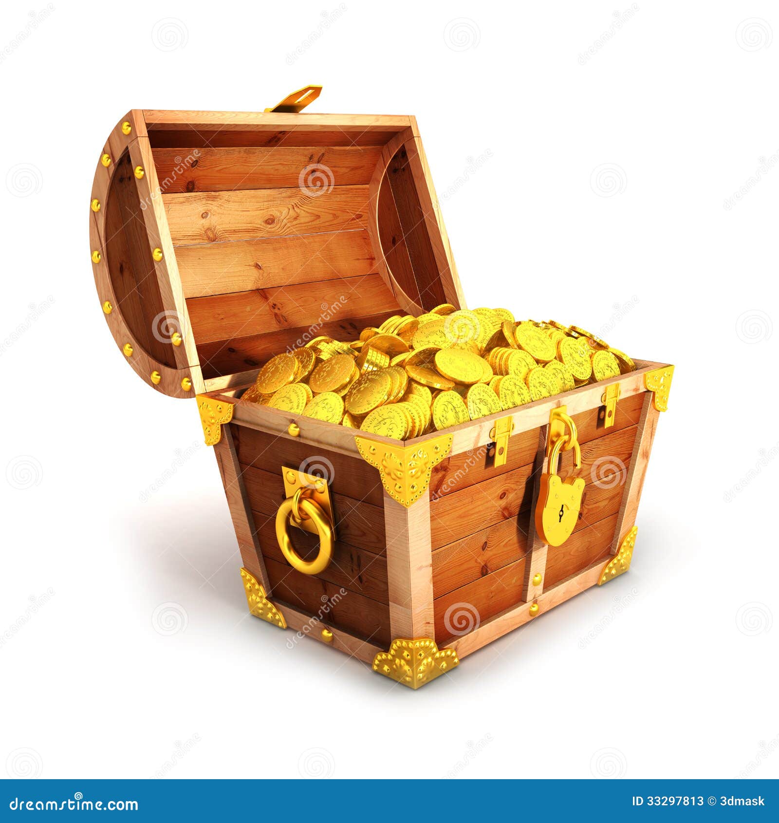 3d golden treasure chest stock illustration. Image of ...