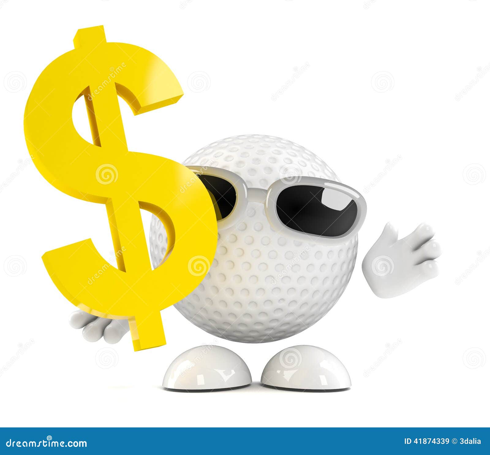 3d Golf ball dollar sign stock illustration. Illustration of character