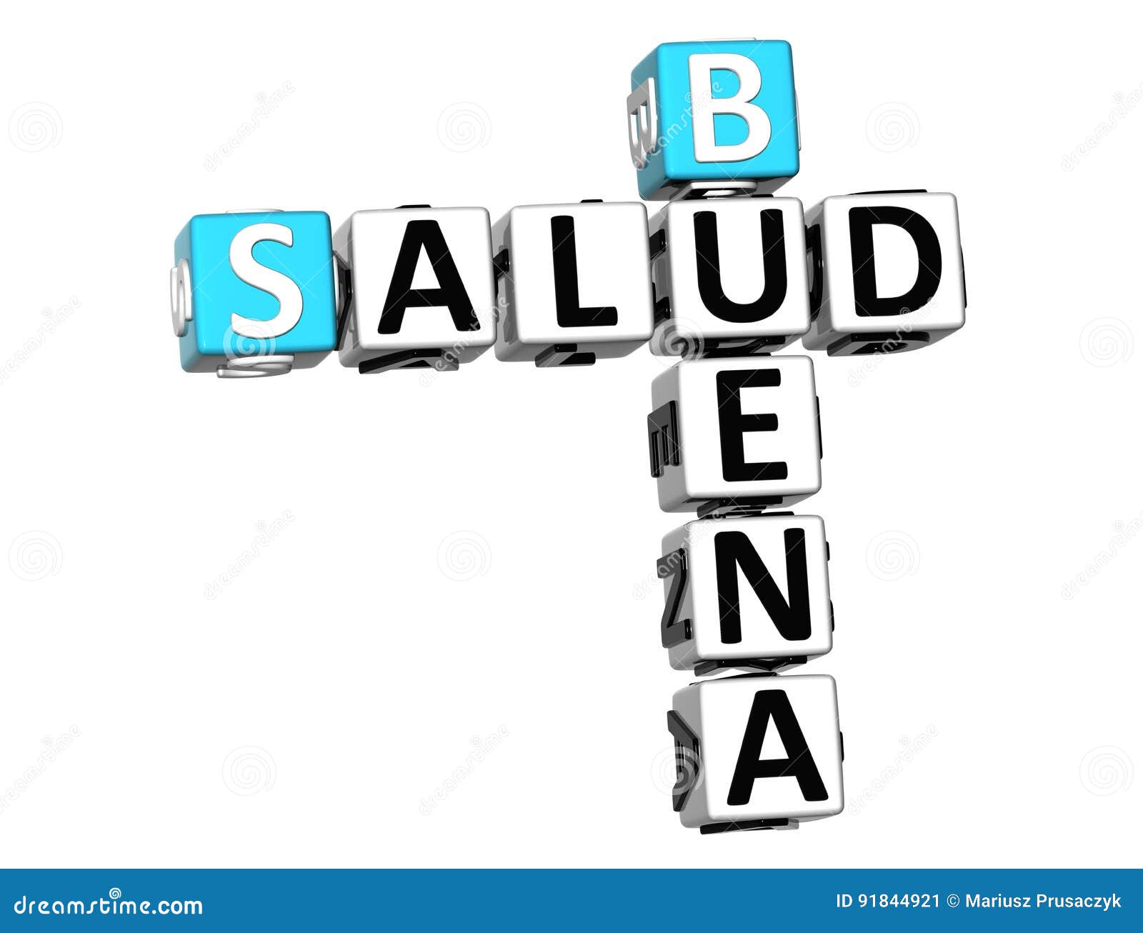 3d good health buena salud crossword on white background