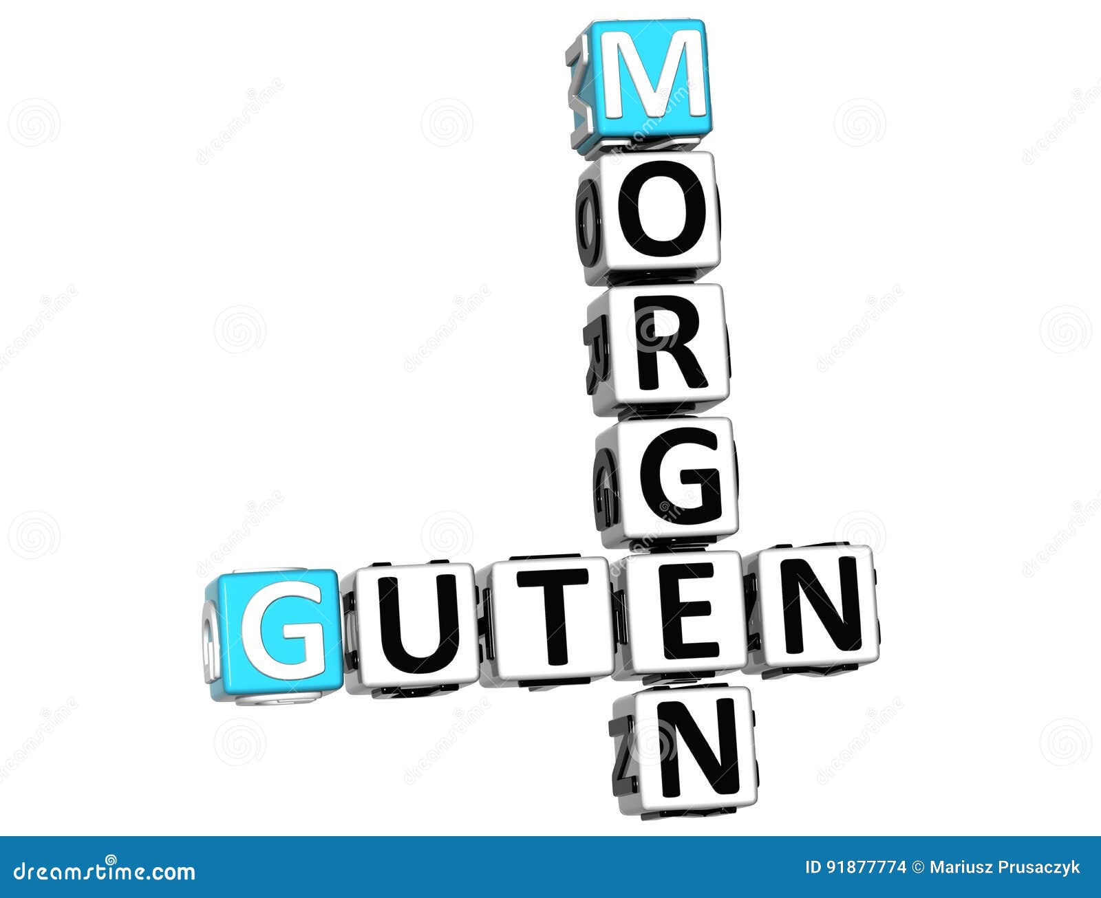 3D Good Morning In German Language Crossword Stock Photo