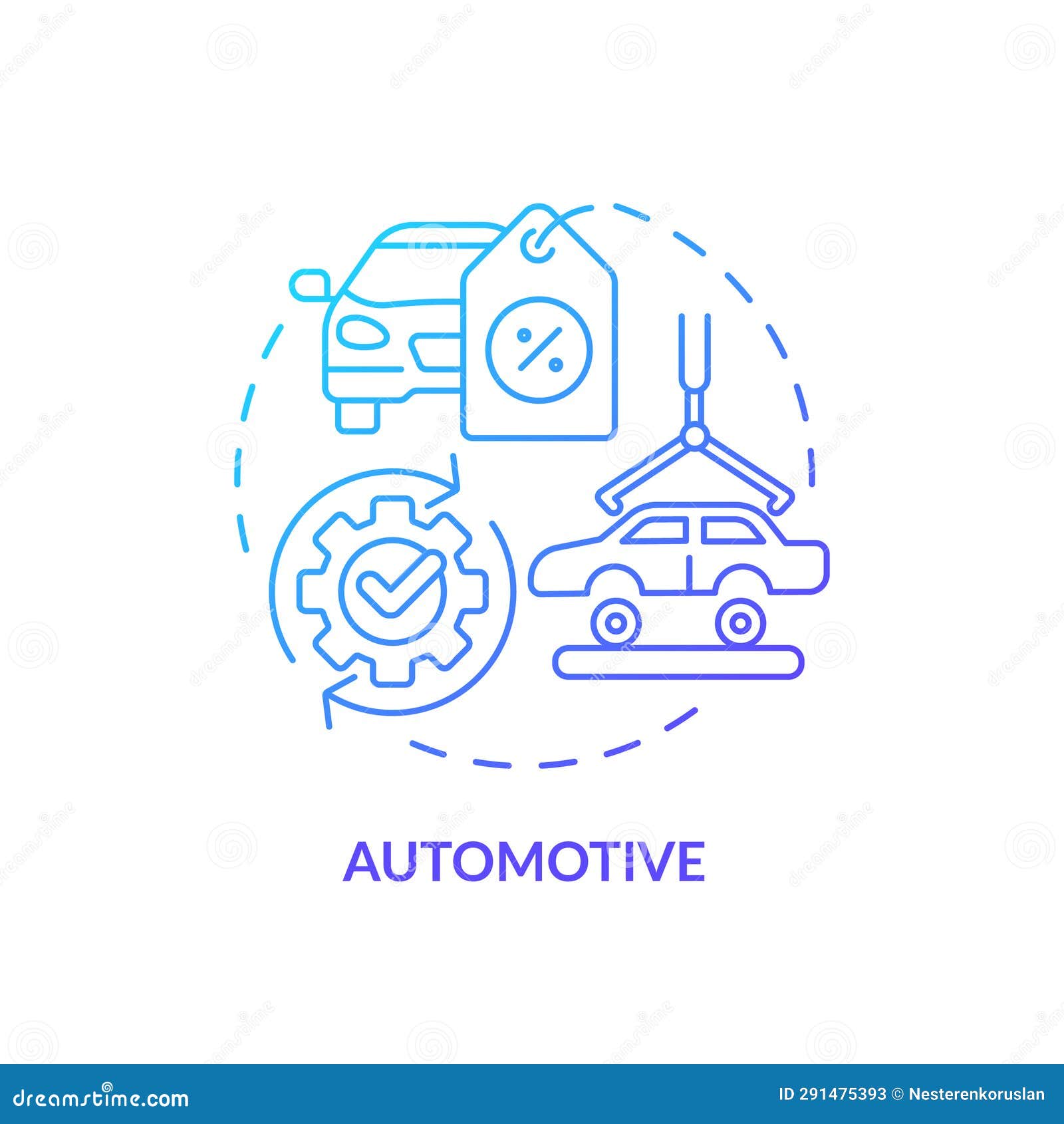 2D Gradient Thin Linear Icon Automotive Concept Stock Illustration
