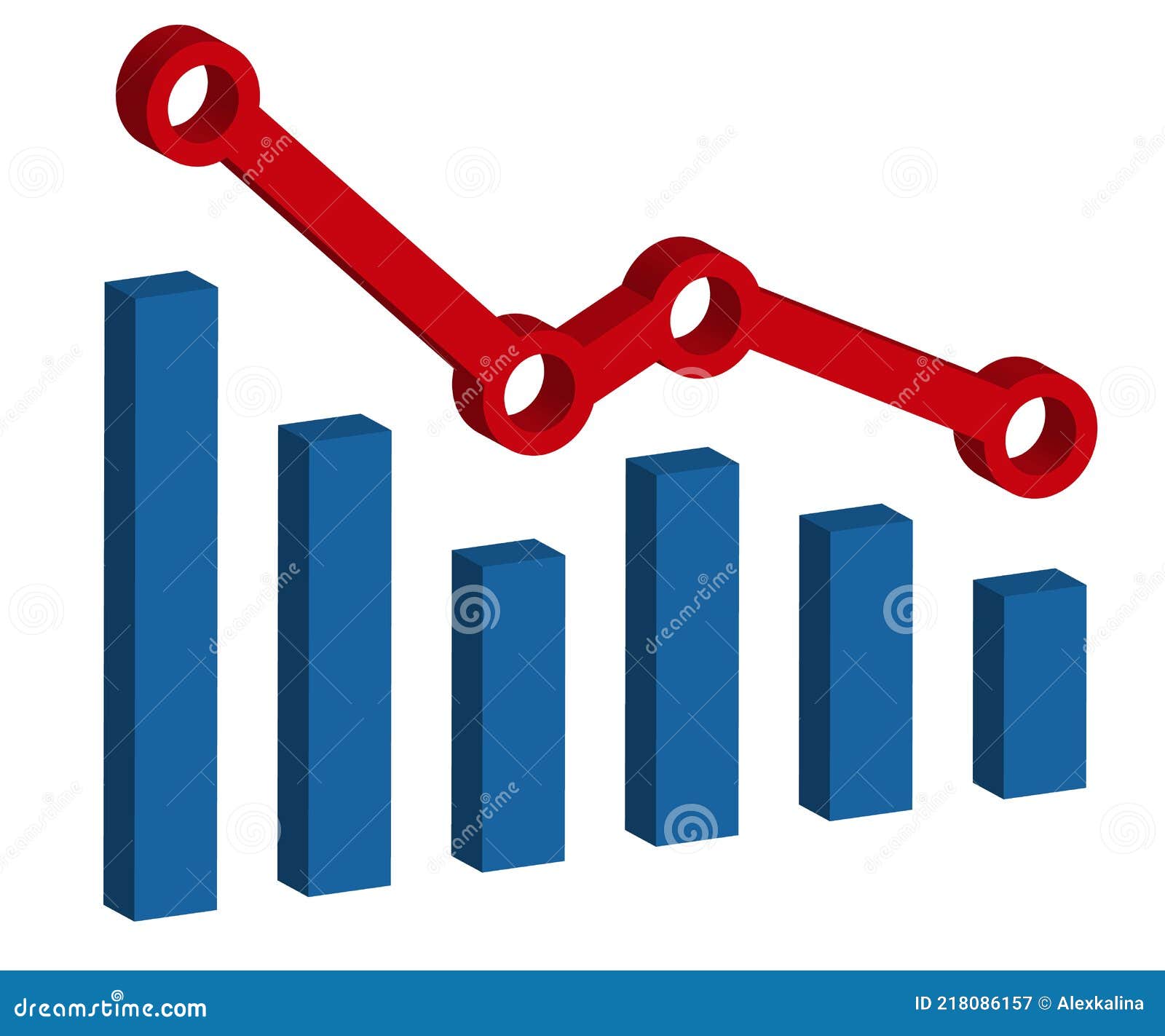 3d Graph with Decrease Report. Diagram with Recession and Bankruptcy ...