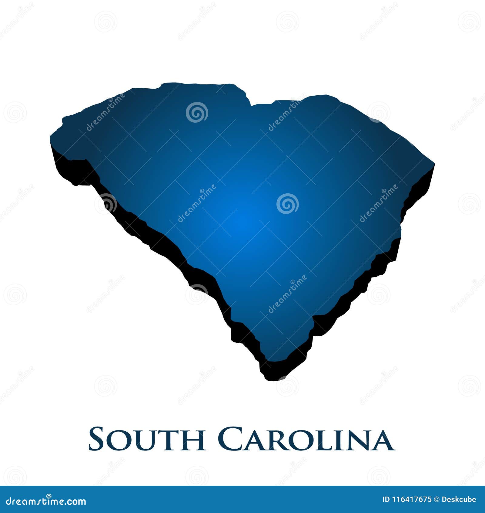 3D Graphic Map of South Carolina State Vector Graphic Stock Vector