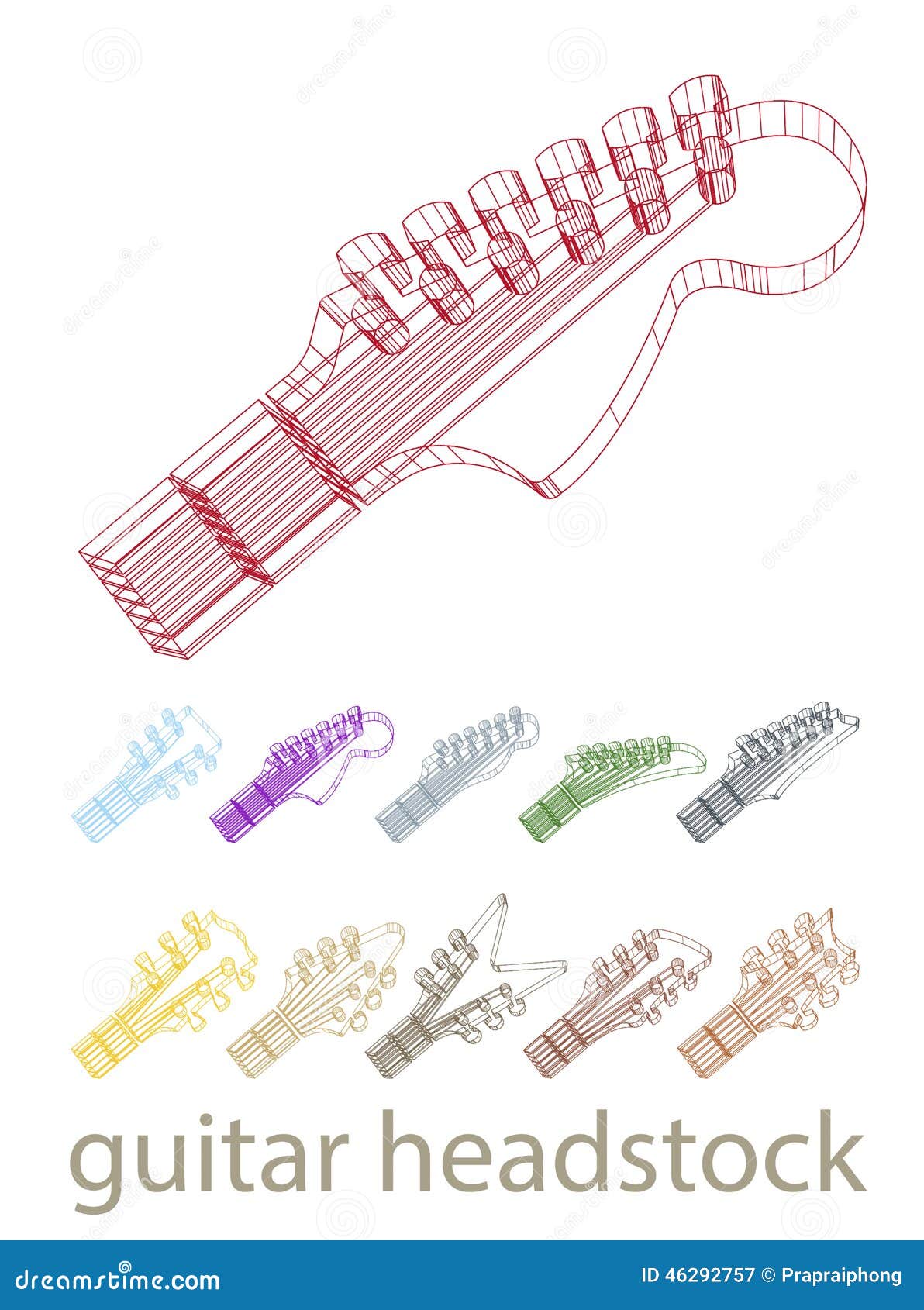 Guitar Headstock Outline Drawing Cartoon Vector