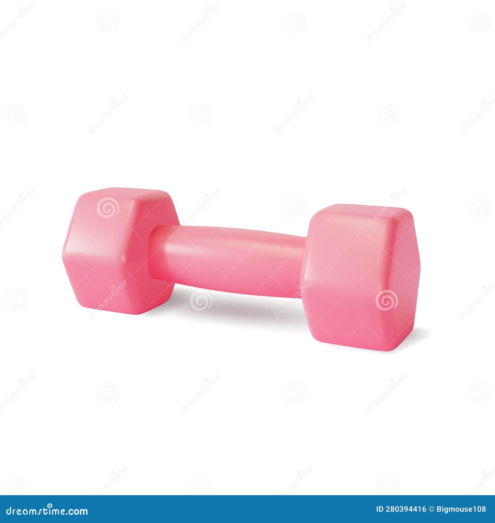 3d Gym Equipment Pink Dumbbell Cartoon Style. Vector Stock Vector