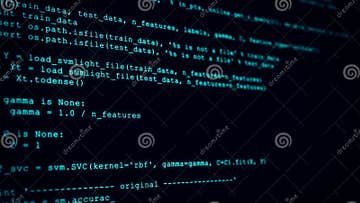 3D Hacking Code Data Flow Stream on Black. Screen with Typing Coding ...