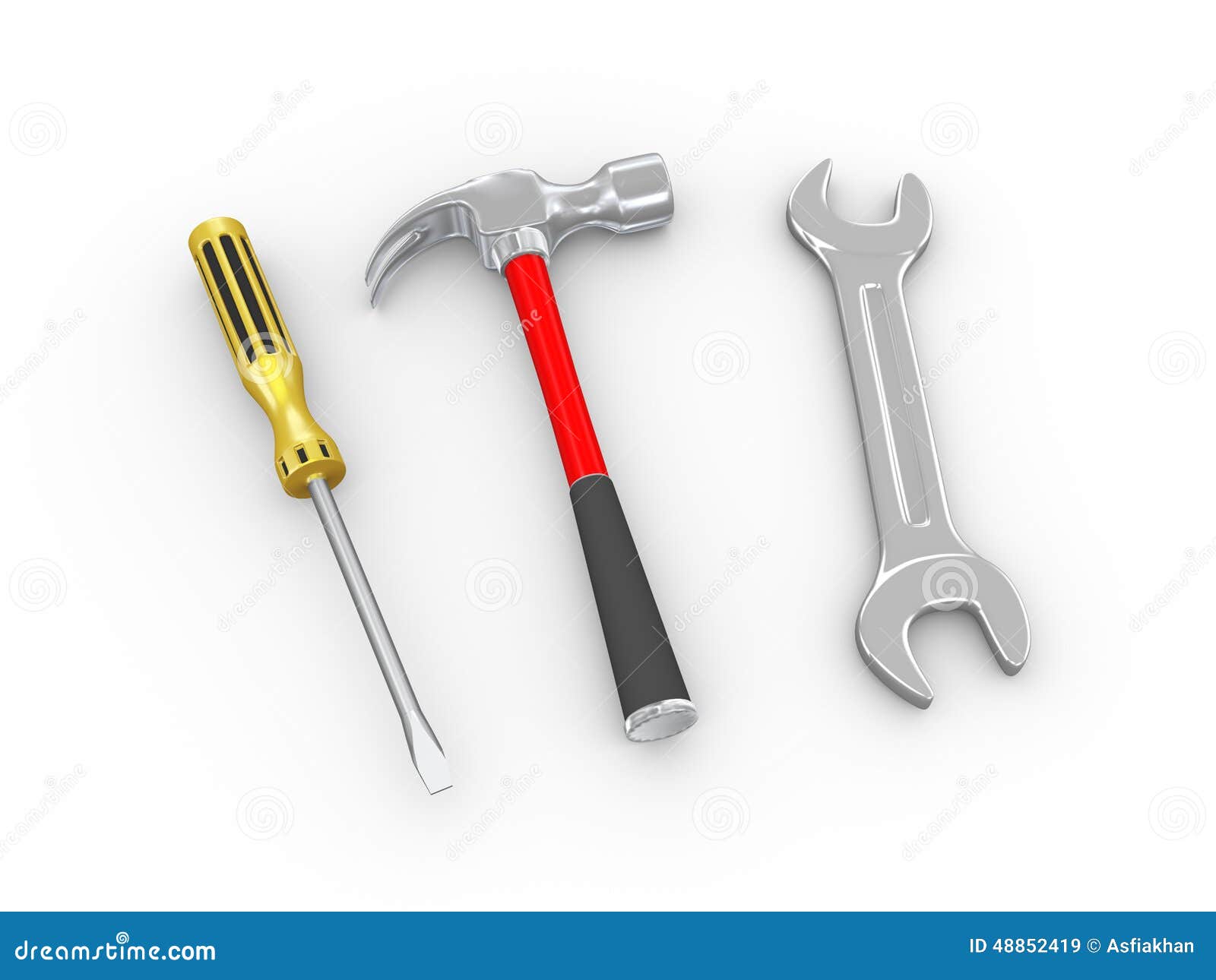 3d Hammer, Wrench and Screwdriver Stock Illustration Illustration of