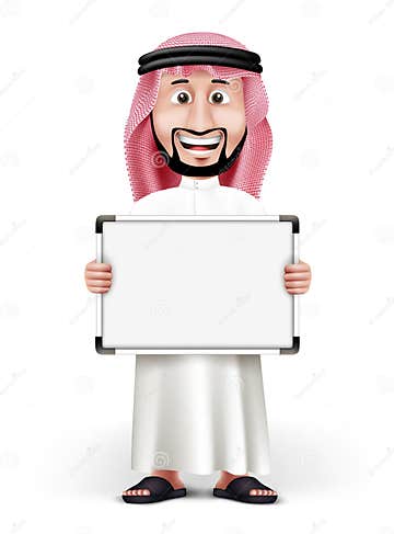 3D Handsome Saudi Arab Man in Traditional Dress Stock Vector ...