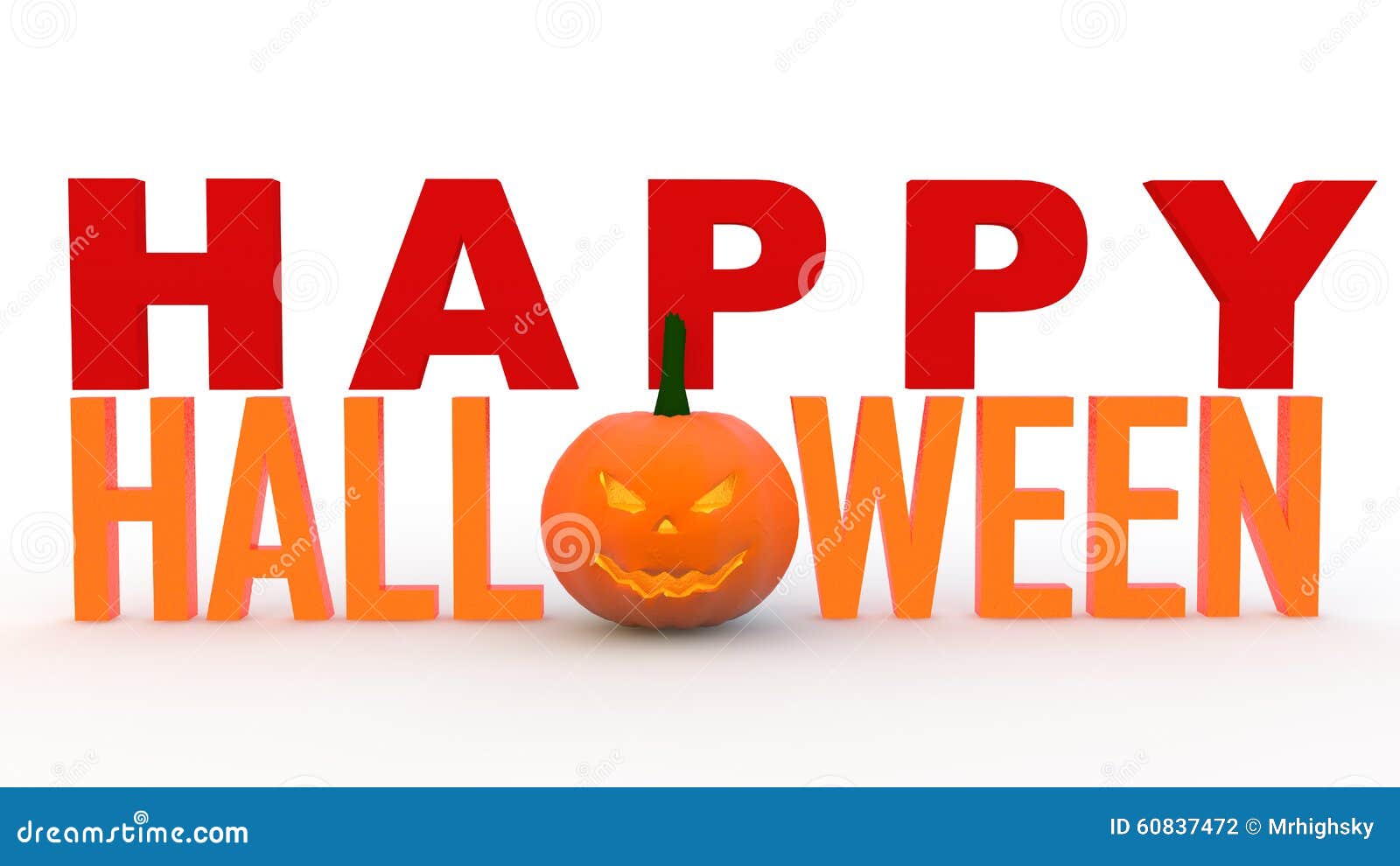 3d Happy Halloween Text with Pumpkin Stock Illustration Illustration