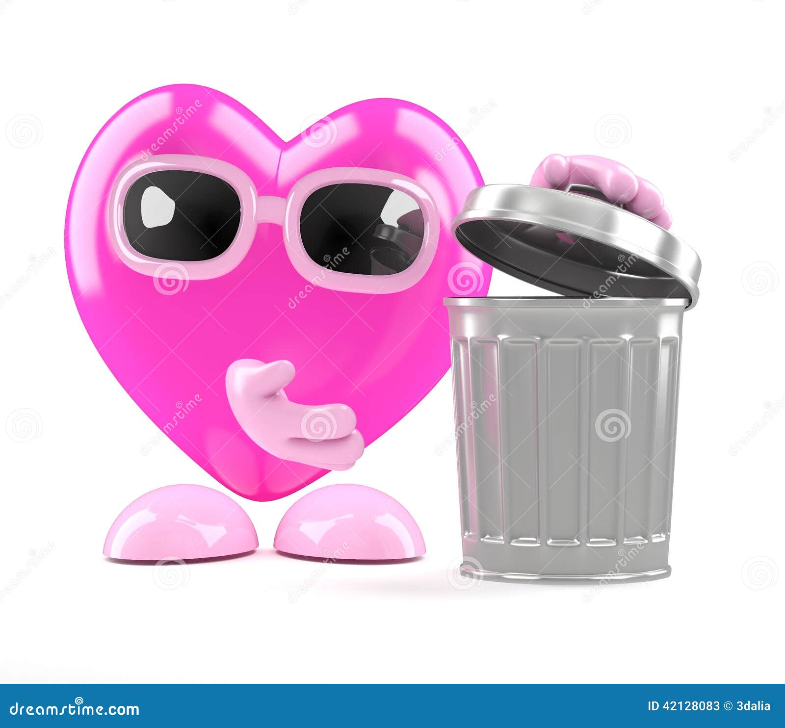 3d Heart Takes Out the Trash Stock Illustration Illustration of