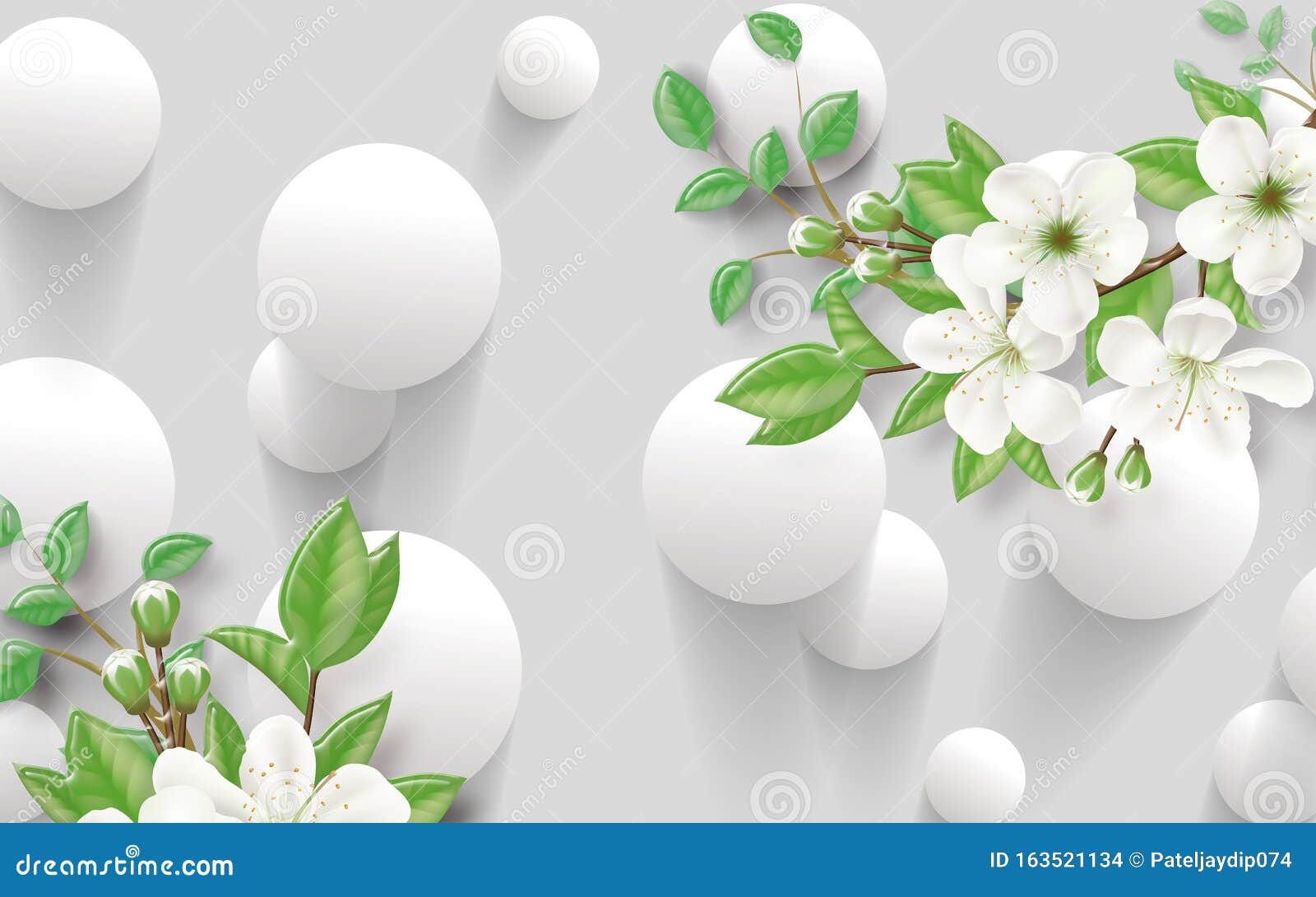 3d Flower Design Wallpaper Background, Stock Illustration