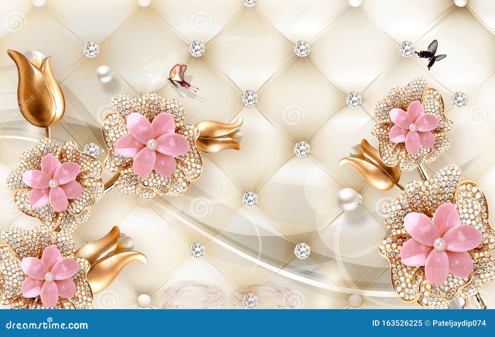 3d Flower Design Wallpaper Background, Stock Illustration - Illustration of  branches, background: 163526225