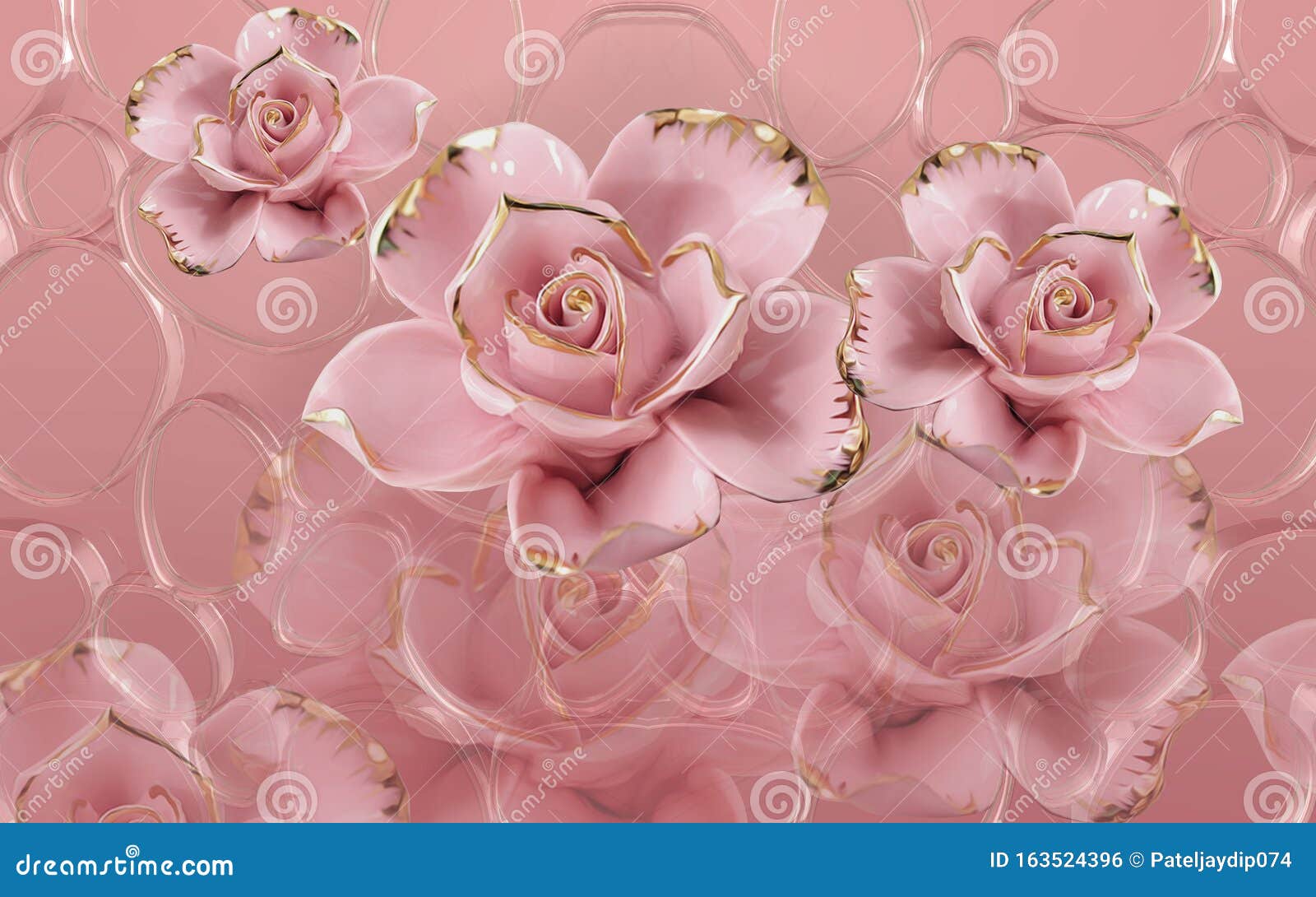 3d Flower Design Wallpaper Background, Stock Illustration - Illustration of  decorative, abstract: 163524396