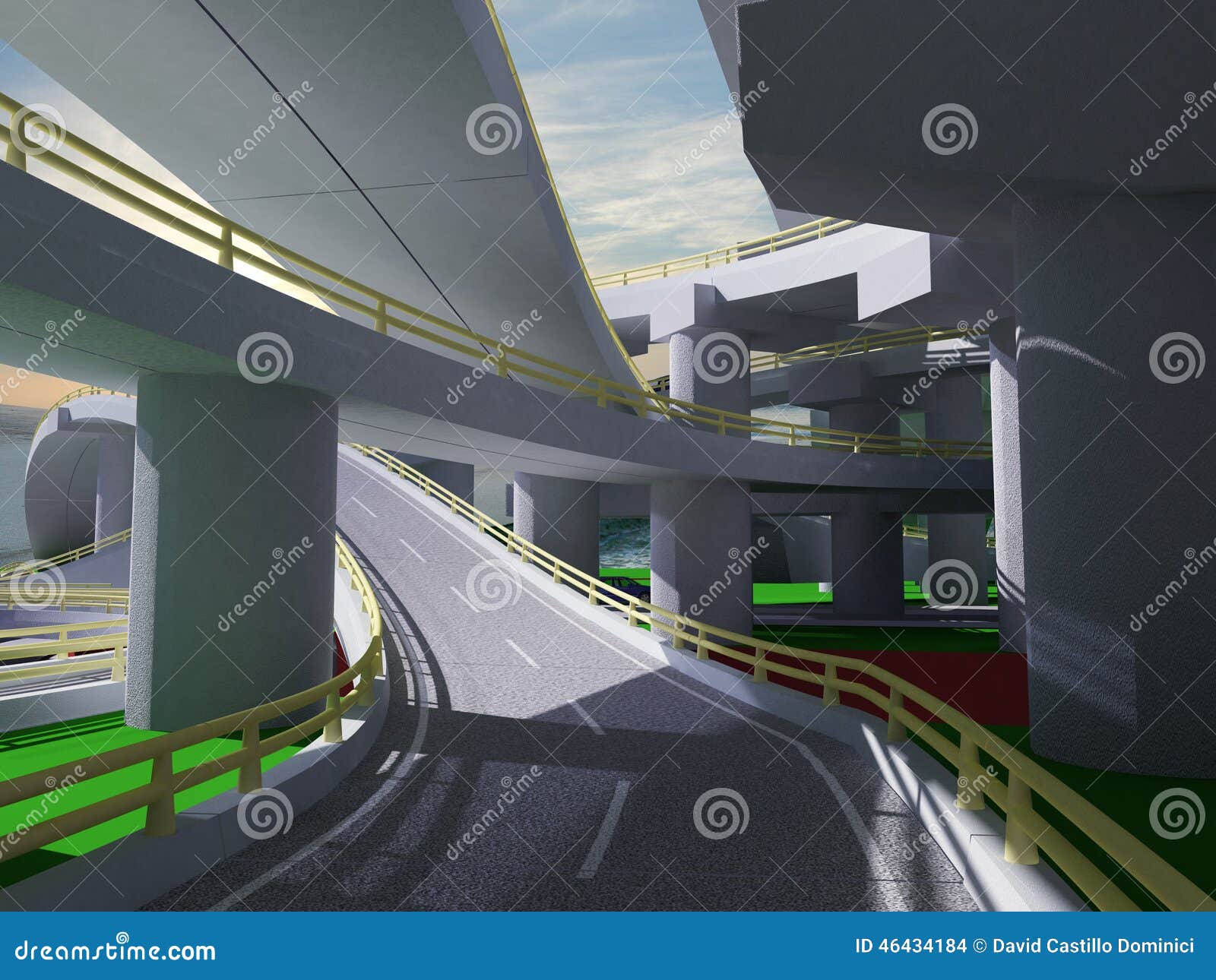 3d highway interchange. 3d imagen