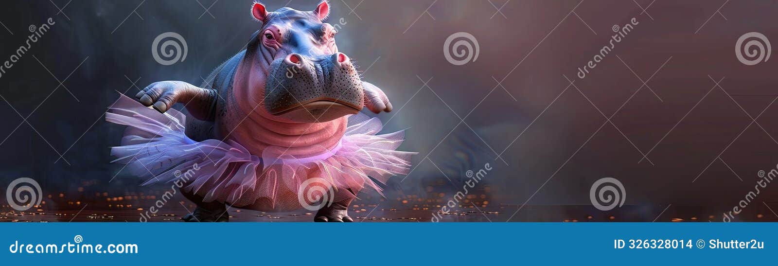a 3d hippo ballerina gracefully pirouettes in a tutu her size belied by her delicate floating dance moves