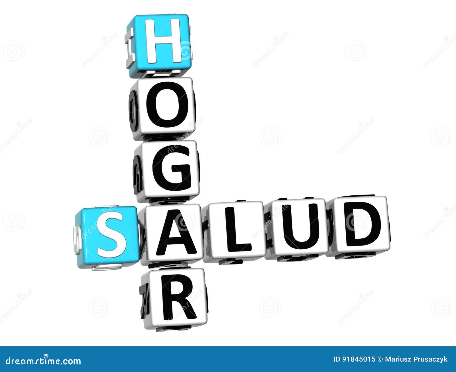 3d home health hogar salud crossword on white background