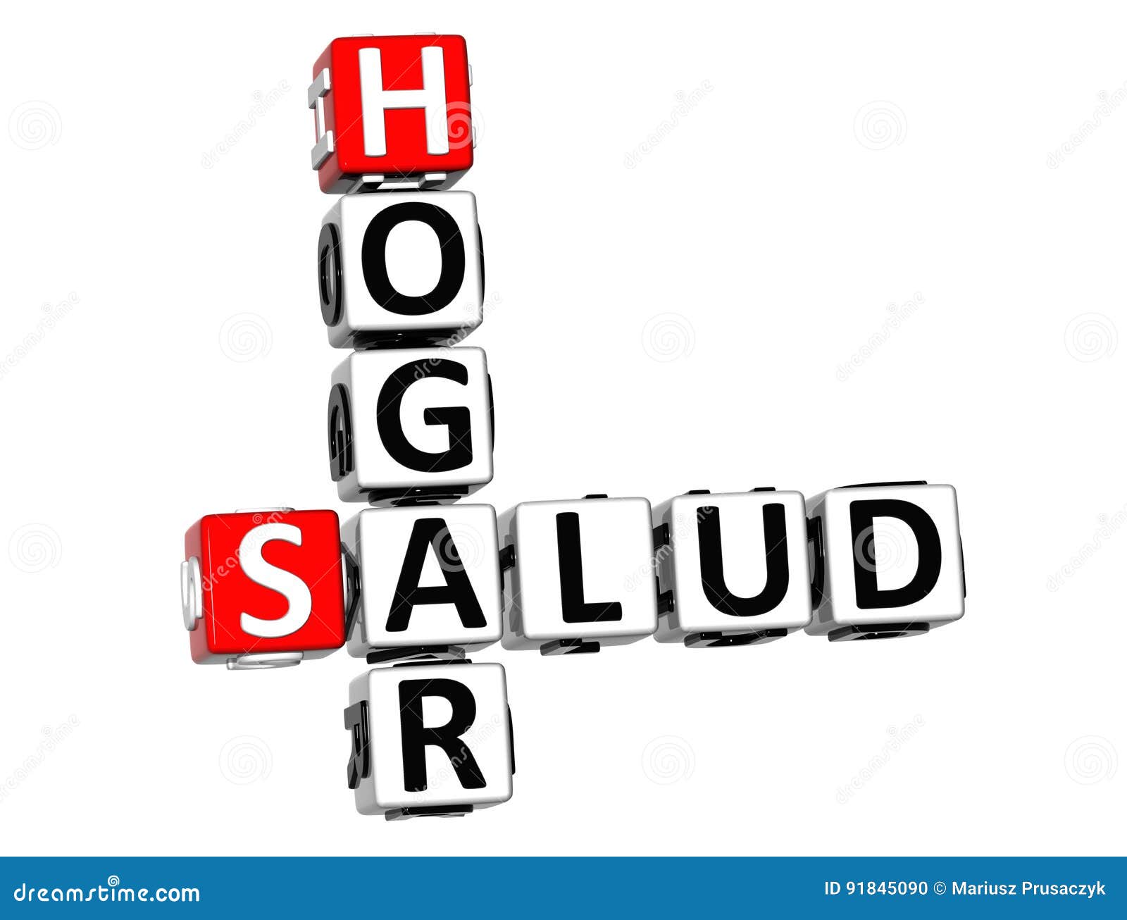 3d home health hogar salud crossword on white background