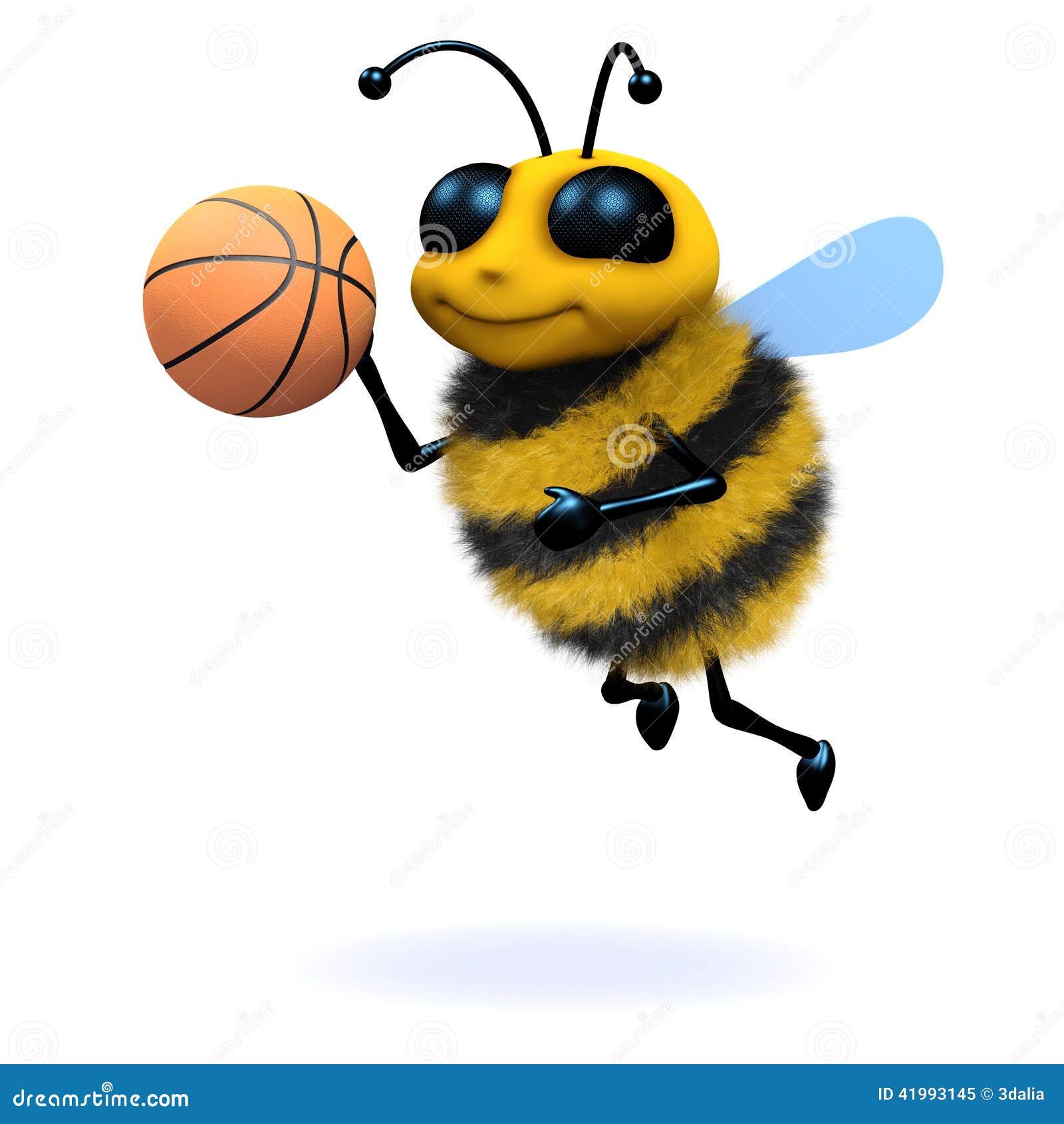 3d Honey Bee Playing Basketball Stock Illustration Illustration of